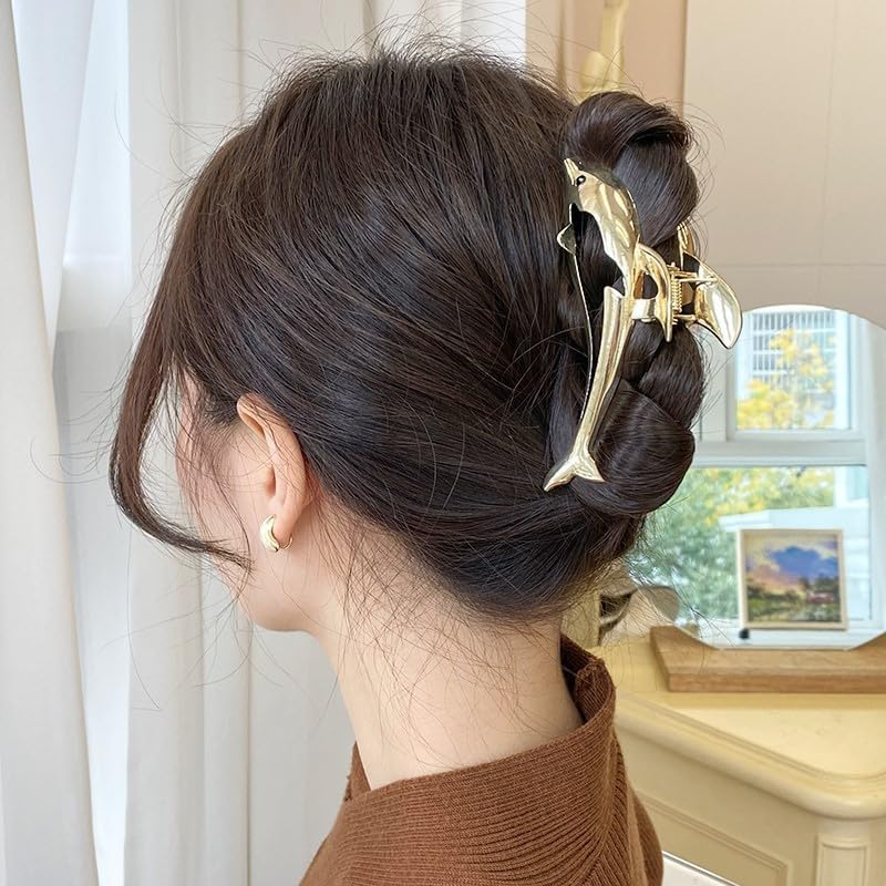 Hair Claw Stylish Metal Hair Clips Hair Clips Silver Tone Hair Accessories for Women Girls Ladies Kids Large Headwear for Party Wedding Daily Wear image number 2