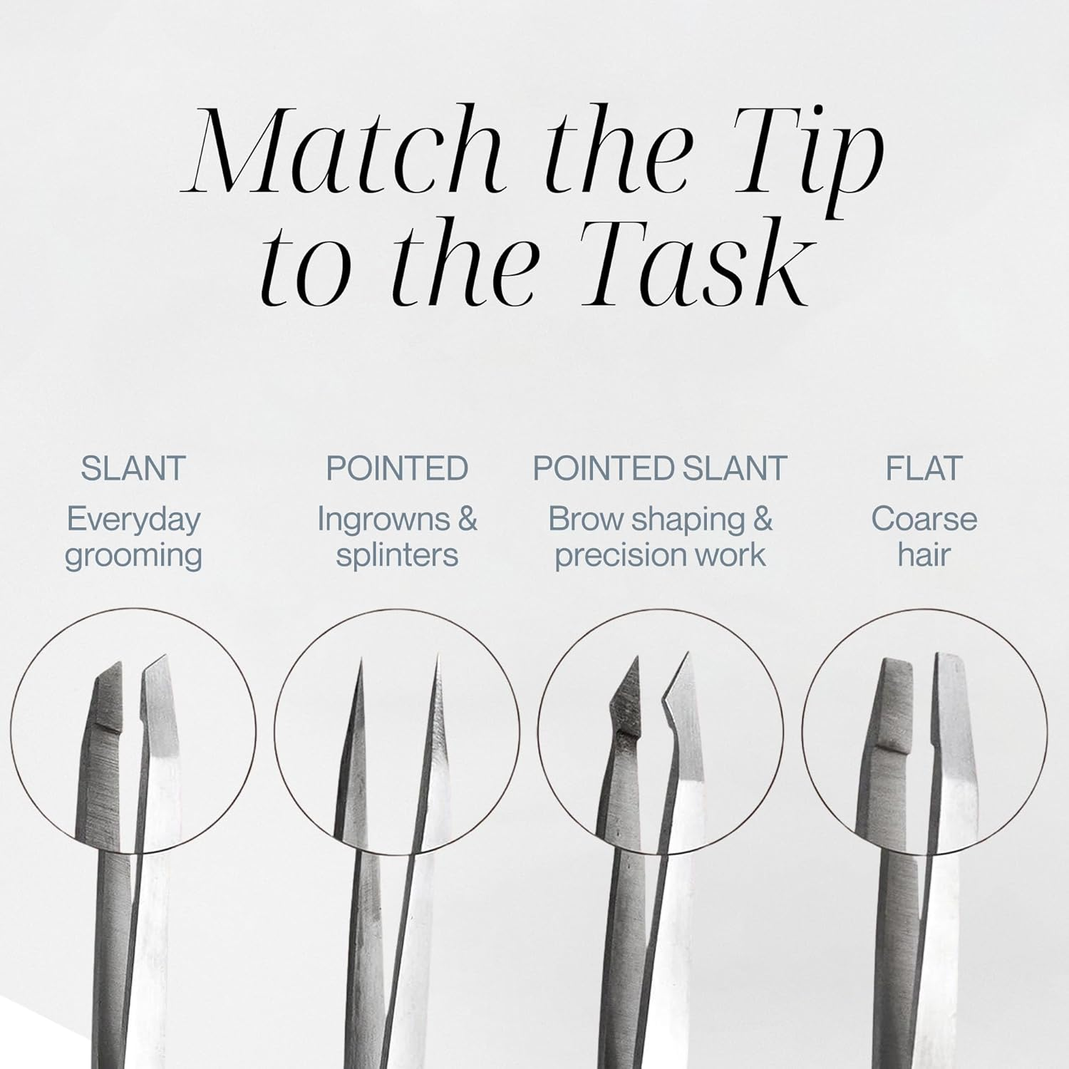 Tweezer Guru Tweezers Set 4-Piece - Stainless Steel Slant Tip and Pointed Eyebrow Tweezer Set - Great Precision for Facial Hair, Ingrown Hair, Splinter, Blackhead and Tick Remover (Silver) image number 2