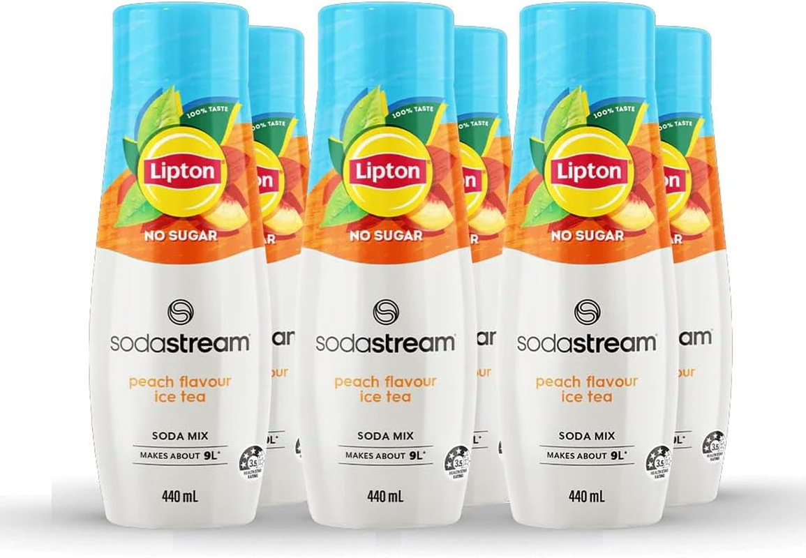Sodastream - Lipton Iced Tea Peach No Sugar Soda Drink Mix | for Soda Makers; Turns 54 Litres of Fizzy Water into Delicious Lipton Iced Tea Peach No Sugar | Makes 216 Servings | 440Ml, Pack of 6 image number 5