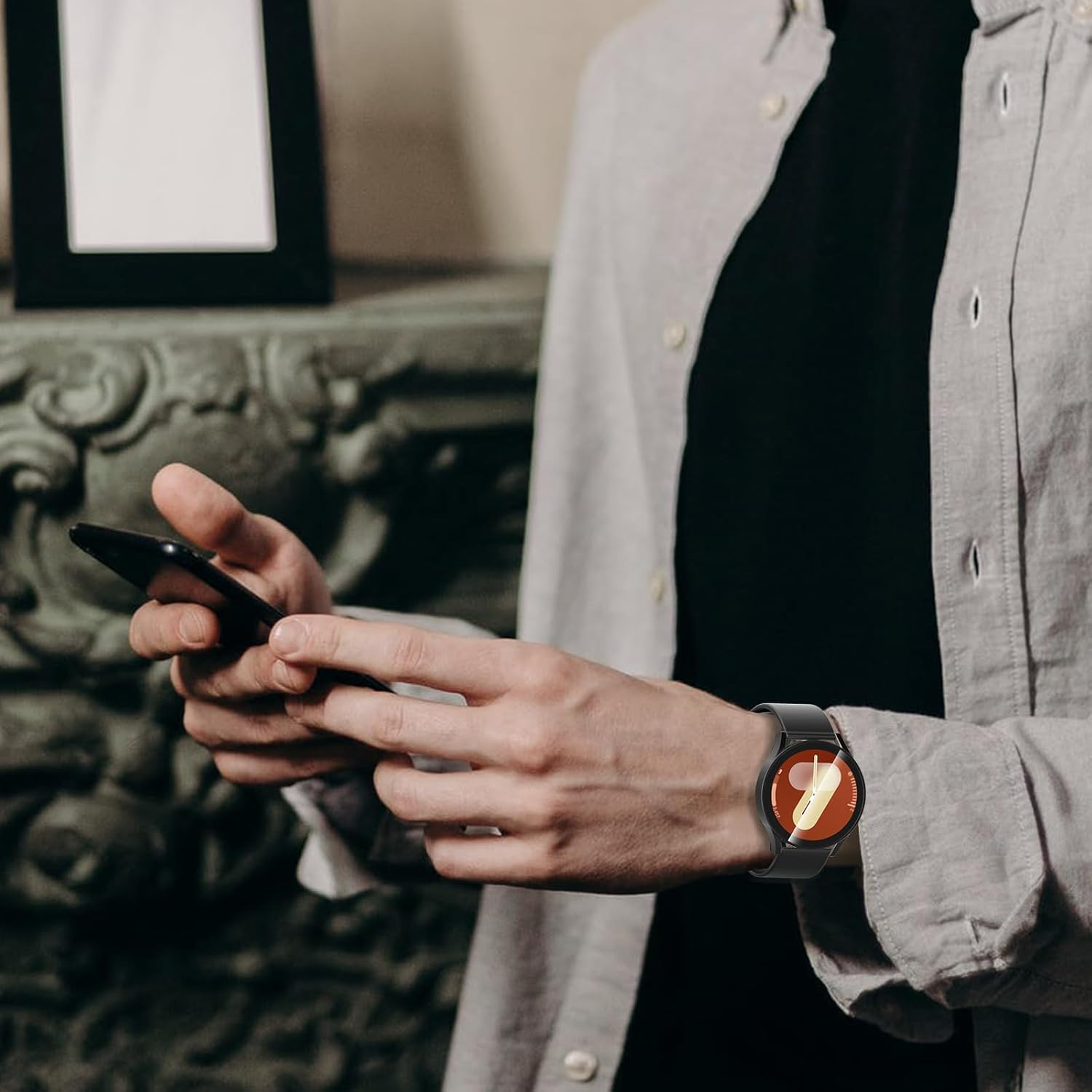 Bigqin (5 Pack) Tempered Glass Screen Protector Case Compatible with Samsung Galaxy Watch 7 44Mm Full Protection HD Hard PC Cover [High Sensitivity] image number 4