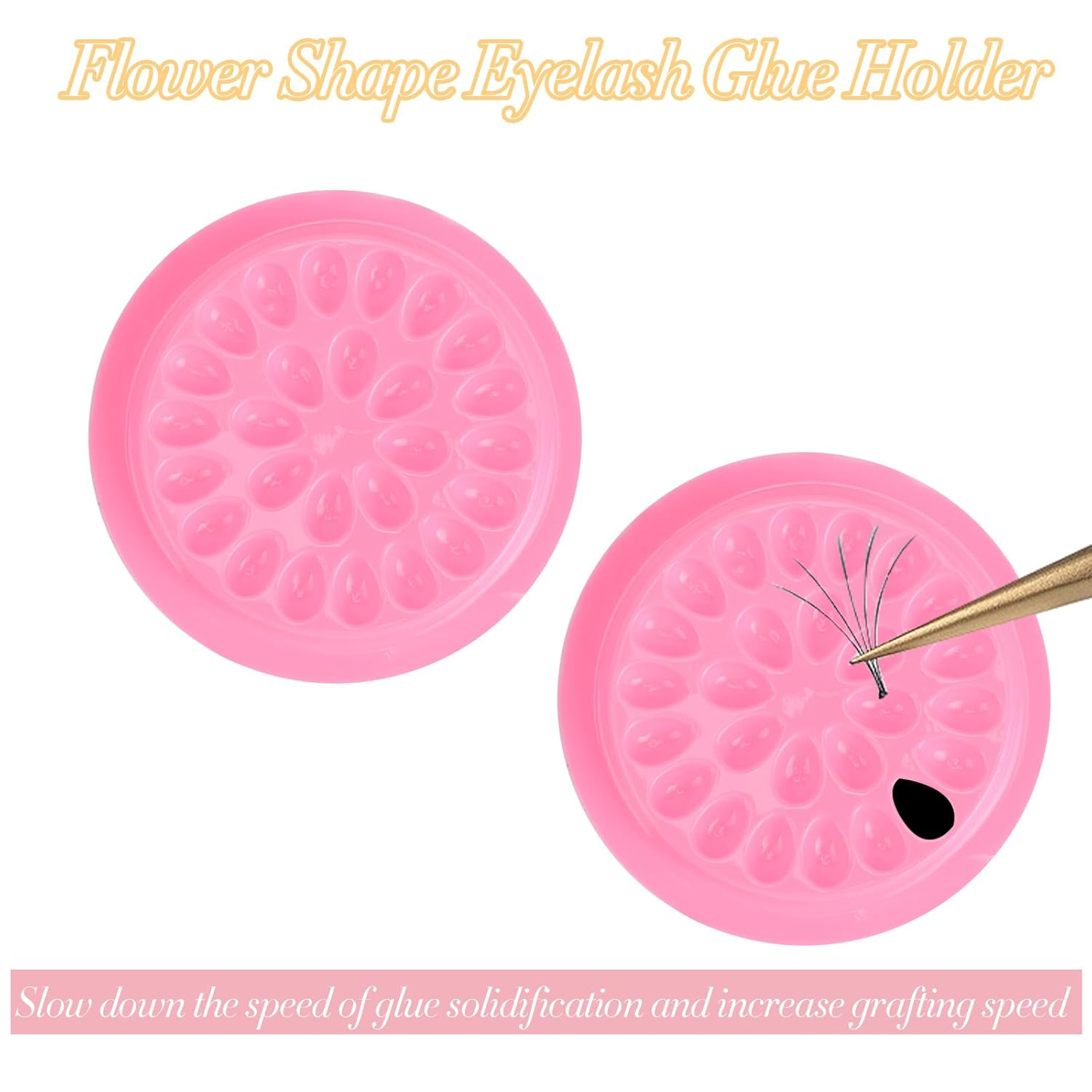 100Pcs False Lash Glue Holder, Lash Trays for Lash Extensions, Disposable Plastic False Eyelashes Glue Holder, Eyelashes Glue Holder Eyelash Extension Glue Holder Pallet Pads(Pink) image number 6