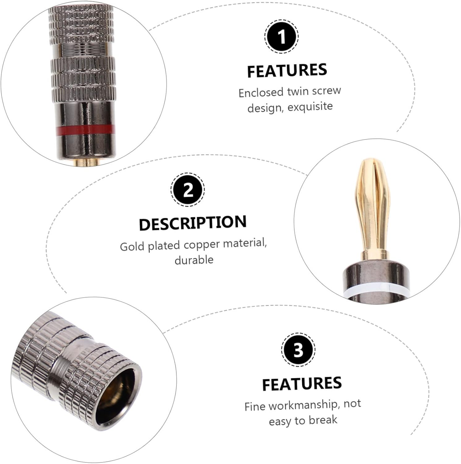 CHICAMPERA 10Pcs Copper Banana Plugs Speaker Wire Connectors Audio Jack for Hi-Fi Audio Systems Home Theater Sound Setup image number 1