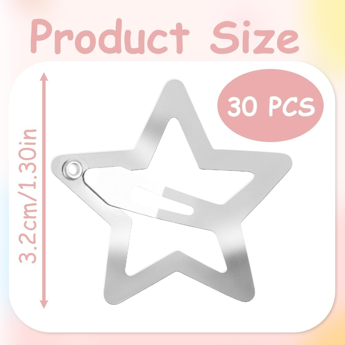 Pack of 30 Metal Star Hair Clips with Snap Closure, Cute Small Hair Clips, Hollow Out Star Hairpin, Hair Clips for Women, Girls image number 1