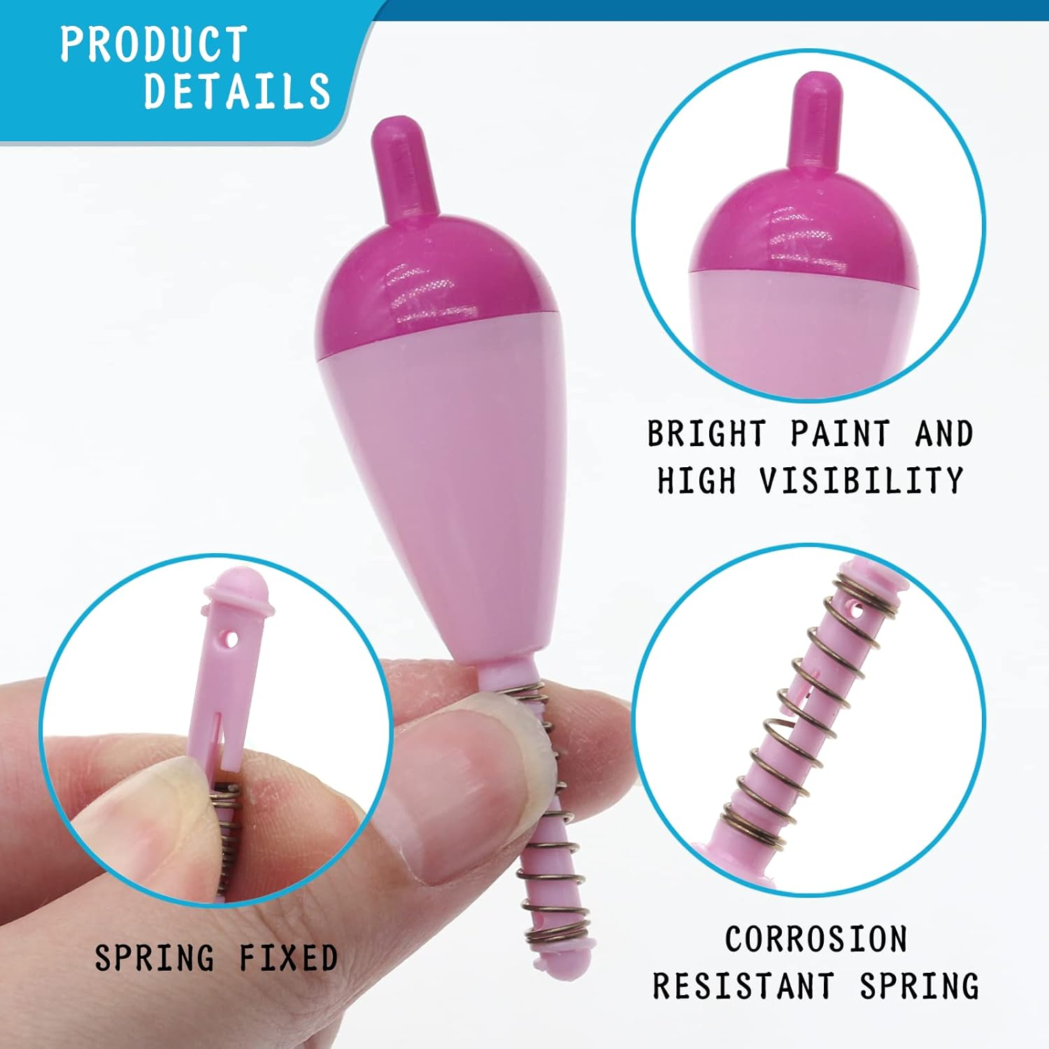 Gefischtter Fishing Bobbers and Floats Set - Foam Snap-On Float, Weighted Push Button Spring Oval Assortment - D-Weighted Fishing Floats 16Pcs image number 5