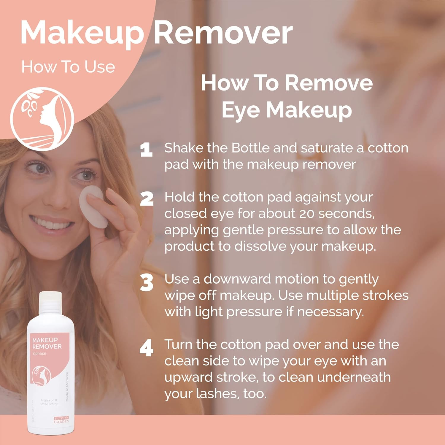 Fatima'S Garden Organic Makeup Remover - with Argan & Rose Water, 100Ml image number 3