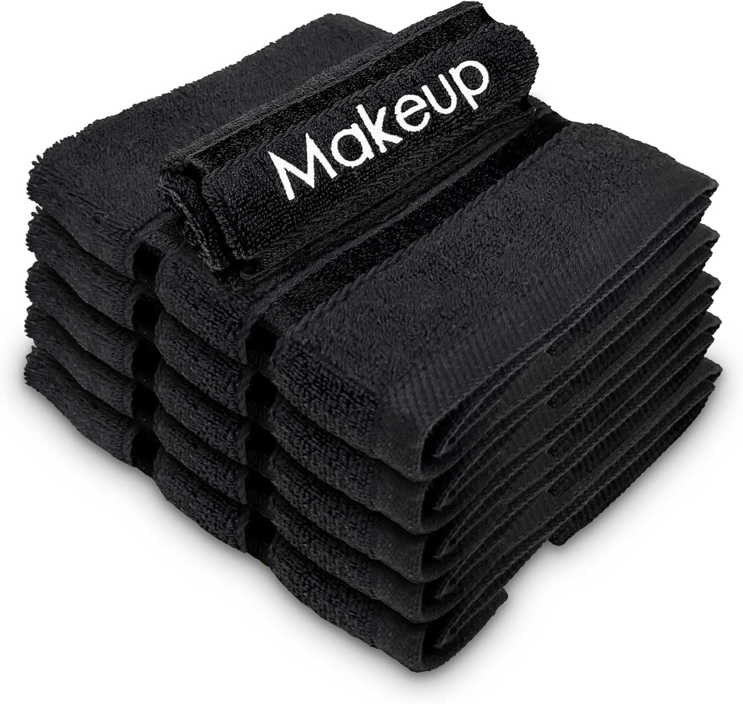 YRALY Makeup Towels - Pack of 6 - Soft Cotton Wash Cloths for Face & Makeup Removal, Airbnb Essentials for Hosts, Luxury Washcloths (13X13 Inches. Black) image number 3