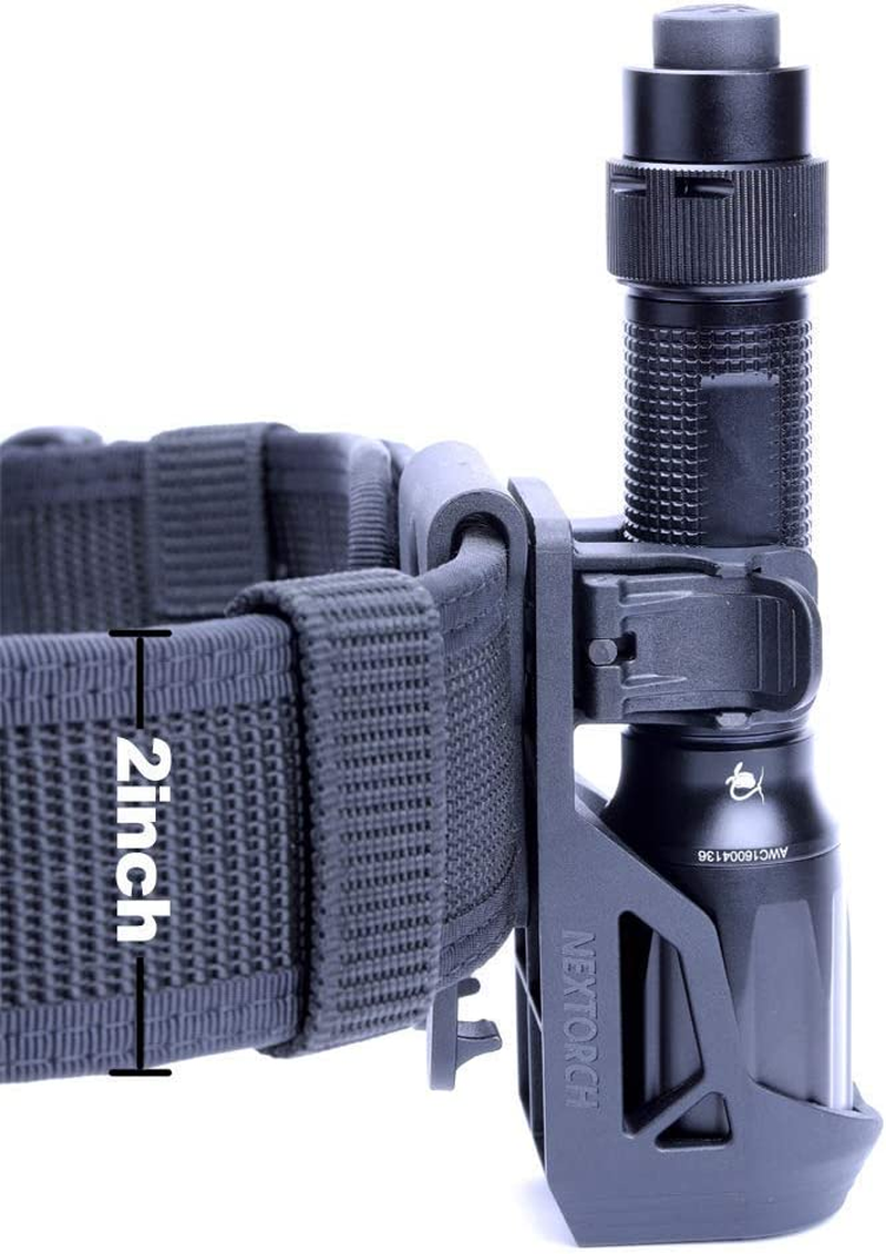 Nextorch V5 Tactical Torch Pouch Holder, 360 Degree Rotation Adjustable Flashlight Holster for Belt with Lever Side Lock System for 1"-1.25" Diameter Flashlight, Black image number 2