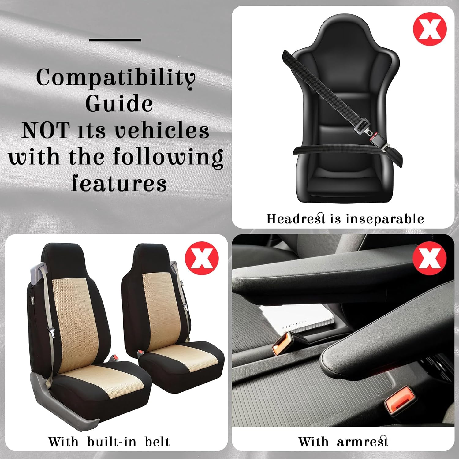 Estune 46 Pcs Car Seat Cover Full Set for Women Pink Wheel Cover Seat Belt Shoulder Pads Cup Holders Bling Start Button Ring Sticker Air Vent Clip Car Vent Outlet Trim with Scraper, Pink image number 2