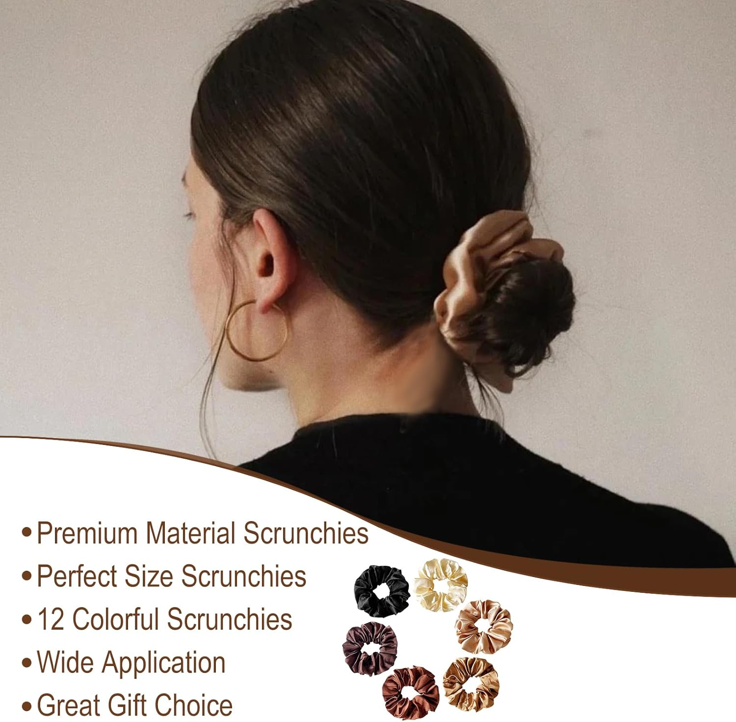 Tiyiyok Pack of 6 Women'S Hair Bands, Hair Accessories for Women, Scrunchies, Lightweight, Soft and Comfortable, Reduces Pulling and Damage to the Hair, Satin Hair Band