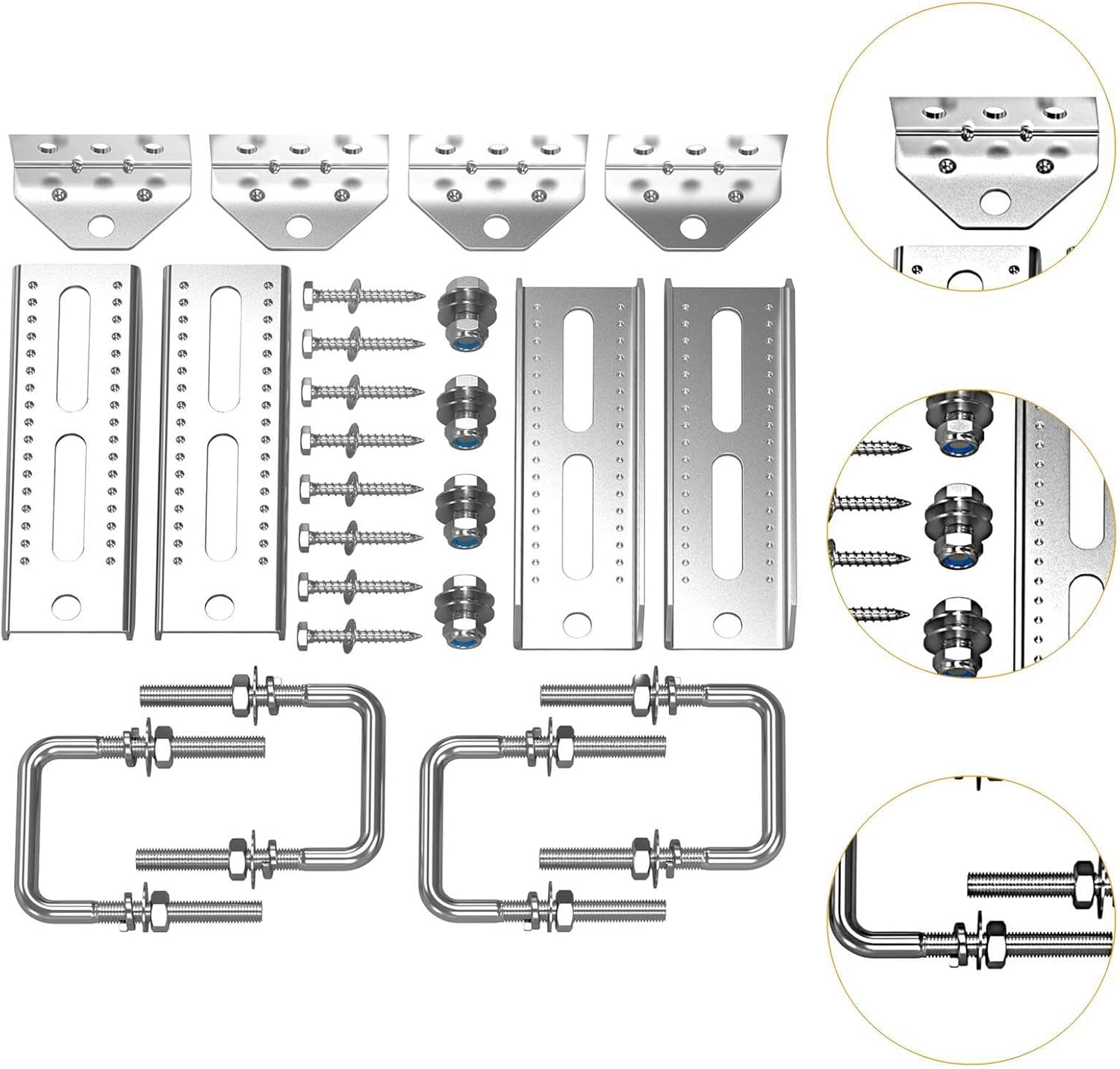 Generic 4Pcs 8Inch Boat Trailer Bunk Brackets Set Square U Bolts Spare Parts Heavy Duty Easily Install Professional with Hardware image number 3
