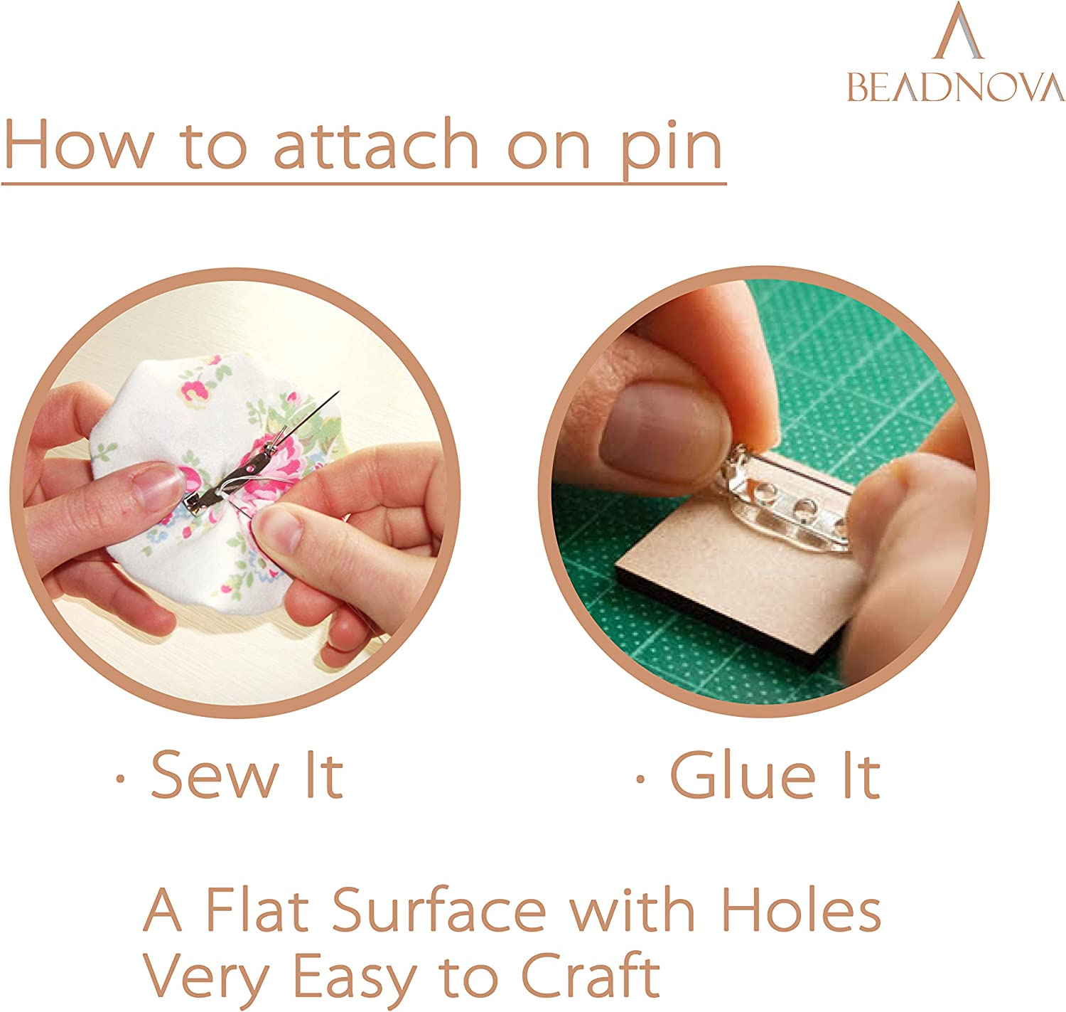 BEADNOVA Brooch Pin Backs Bar Pin Back Clasp Silver Tone Brooch Pinbacks with Safety Locking for Craft Name Badge (100Pcs) image number 5