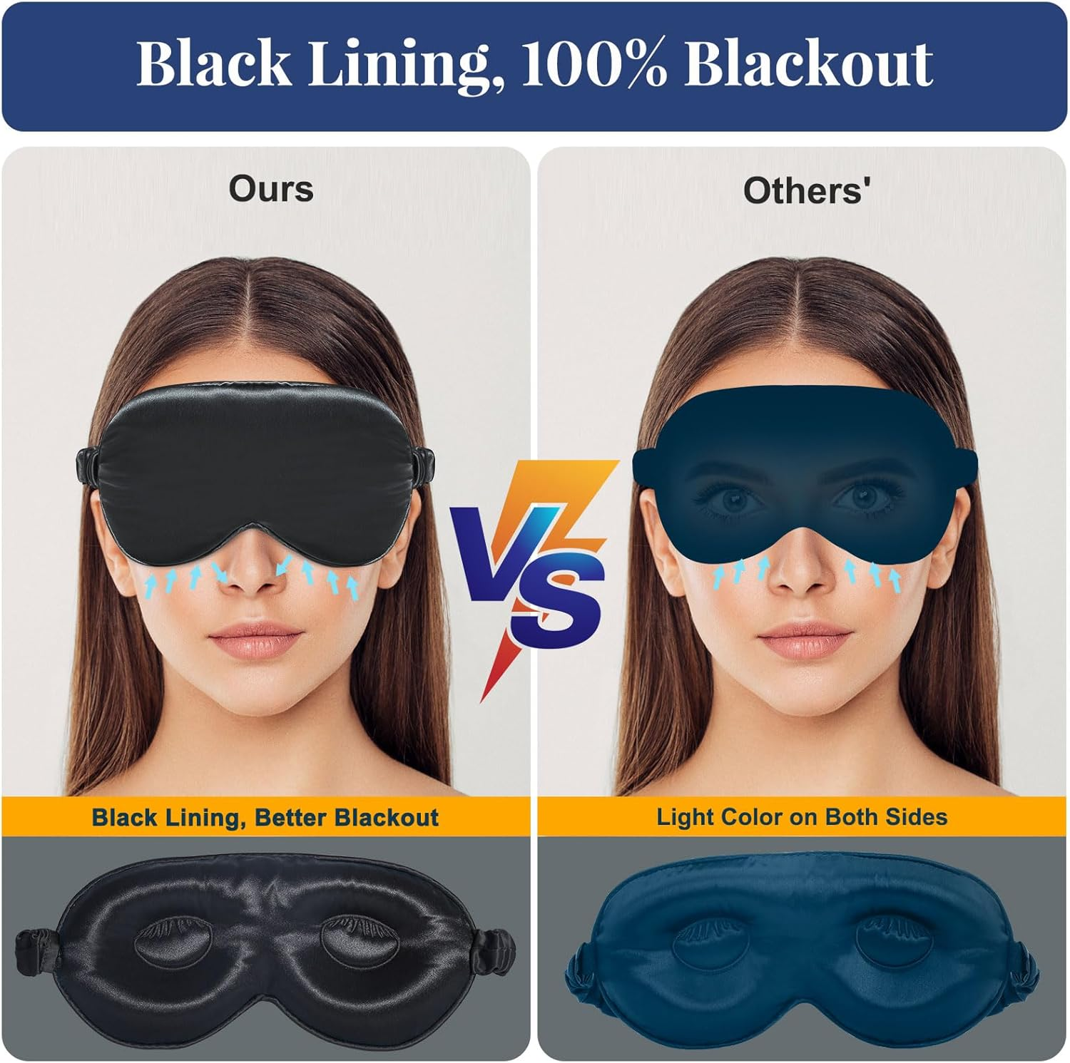 Beevines Silk Sleep Mask, 1 Pack 22 Momme Silk Eye Masks for Sleeping with Adjustable Strap, 3D Contoured Sleep Eye Mask for Eyelash Extension, Blackout Mulberry Silk Eye Mask for Men & Women (Black) image number 4
