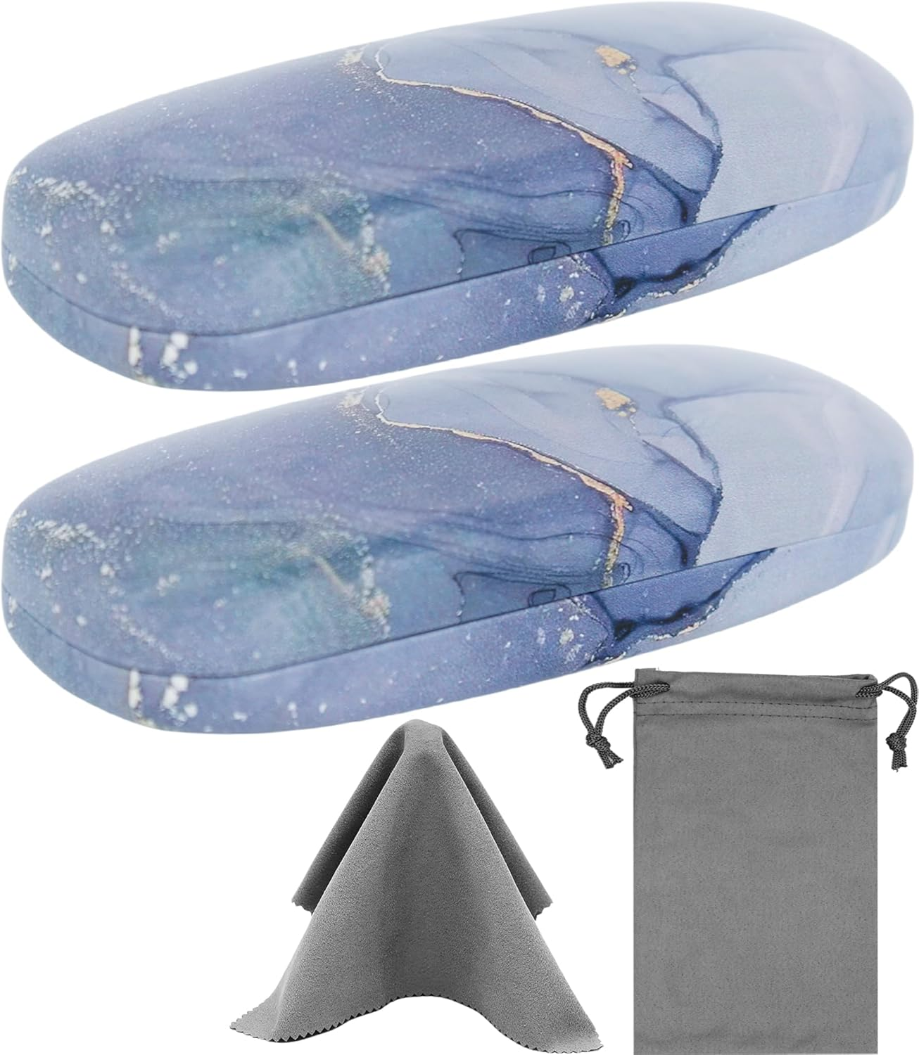 Premium Hard Sunglasses Case,Hard Shell Eyeglasses Case PU Leather Protective Glasses Cover Eyeglass Holder Box Includes Cleaning Cloth and Pouch- Men'S & Women'S Case