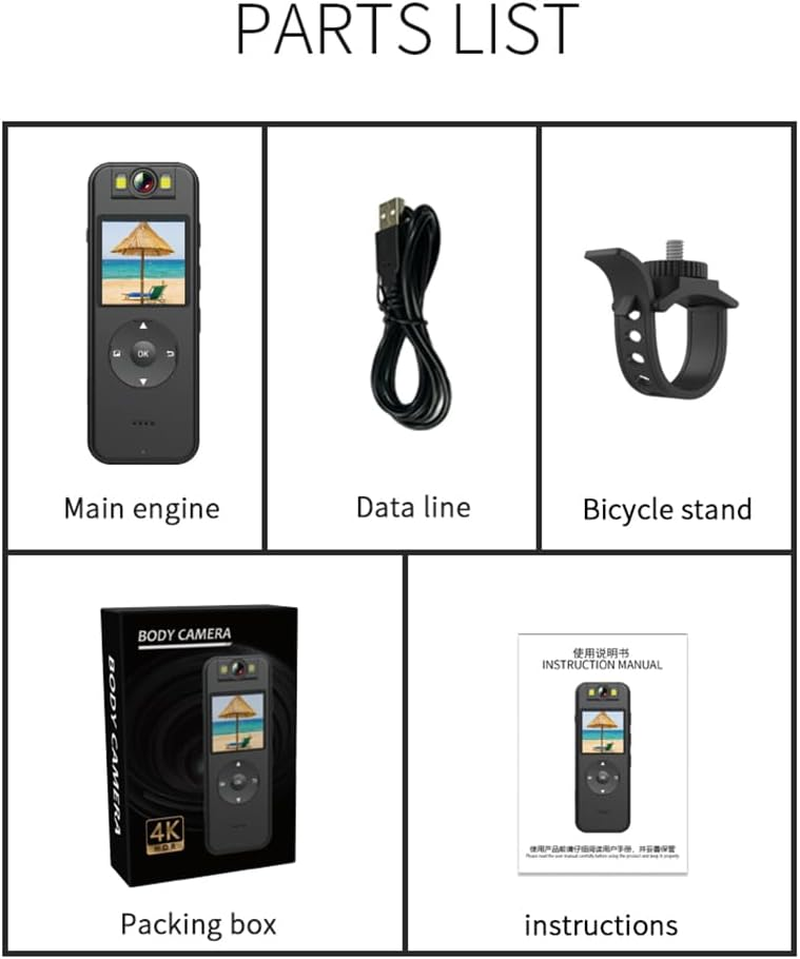 LAPOOH 4K Wifi Body Camera with Audio and Video Recording Wearable Body Cam Mini Clip-On Camera Camcorder with 180&deg; Rotatable Lens LED Fill Lights Speaker Magnetic Back Clip Stand for Law image number 5