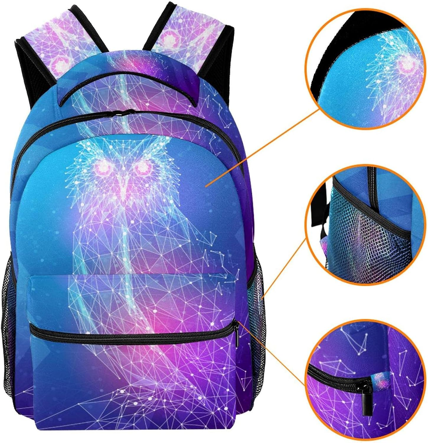 Owl Bird in the Form of a Starry Sky Backpack Students Shoulder Bags Travel Bag College School Tote Backpacks image number 1