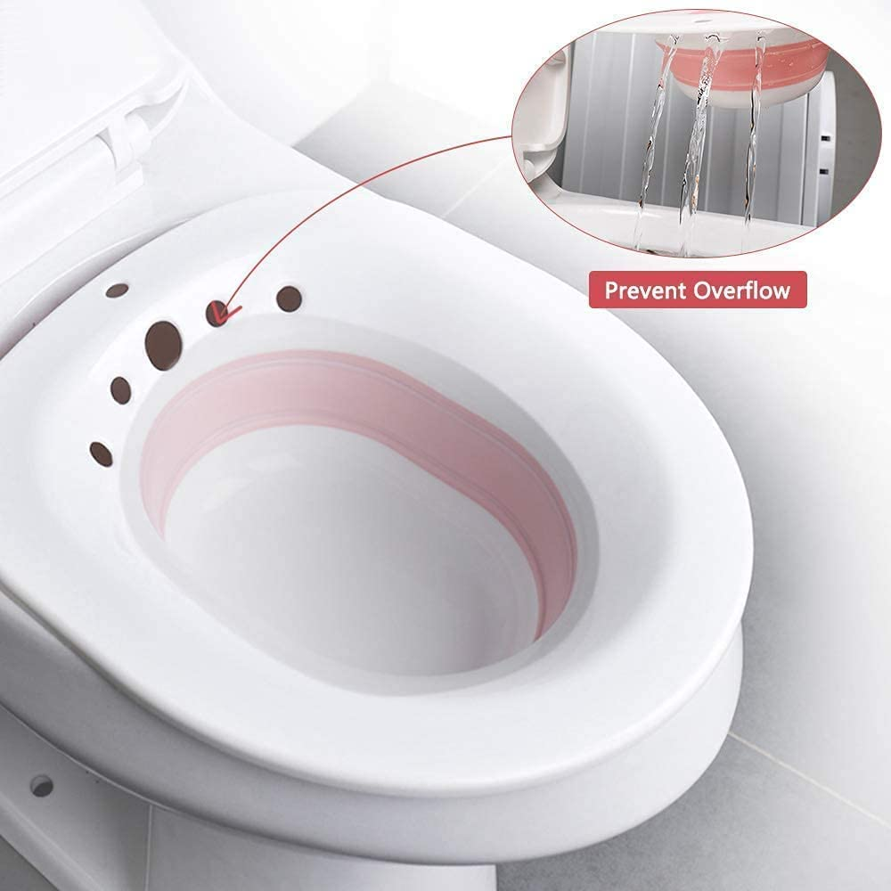 Sitz Bath for Toilet Seat,Postpartum Care, Soothes Hemorrhoids & Perineum Postoperative Care Basin Steam Seat with Flusher Alleviate Inflammation (Pink) - Grey image number 6
