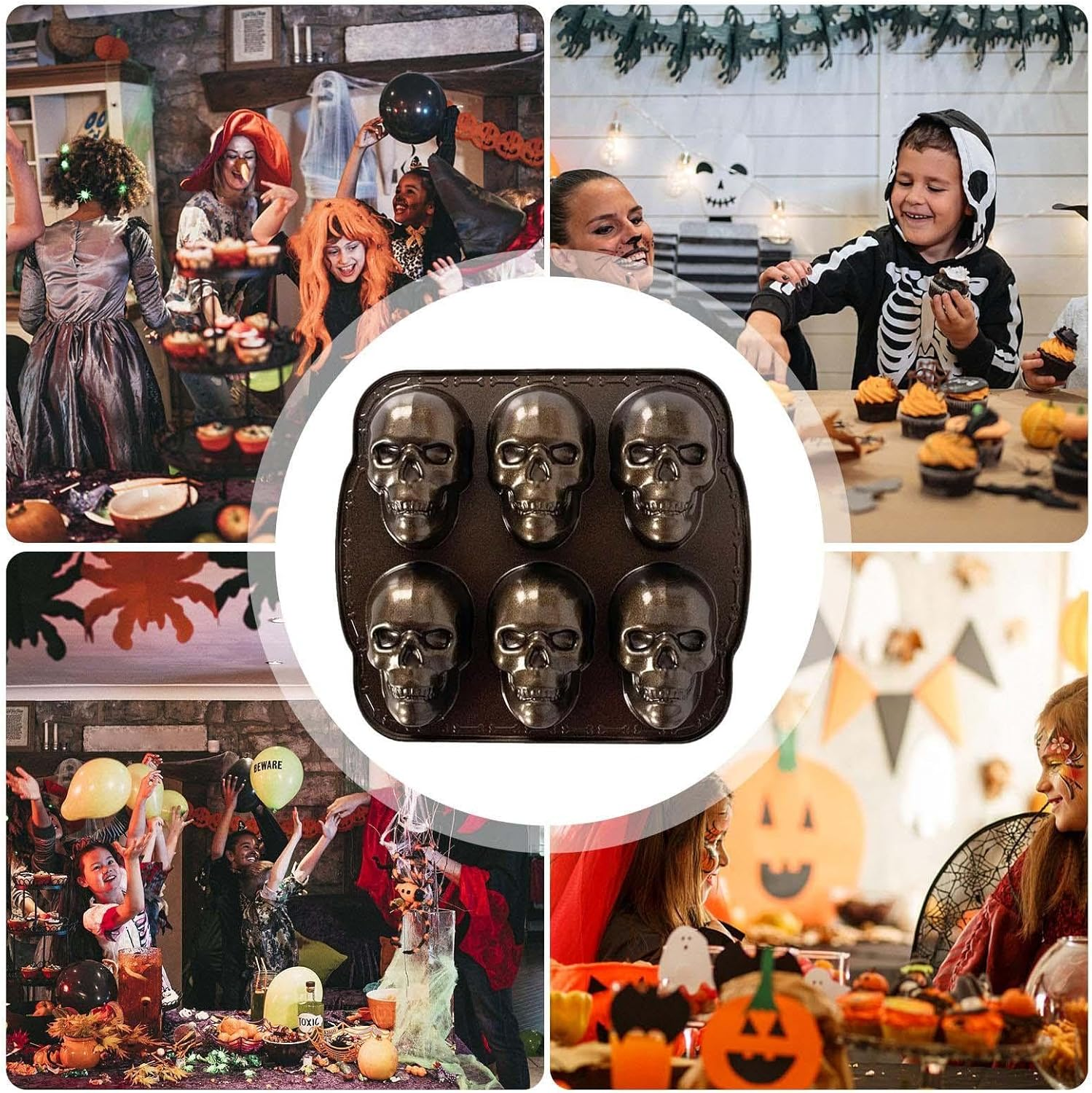 Skull Cake Mold, Creepy Muffin Mould, Skull Candy Tray, Skull Cake Pan, Aluminum Skull Mold, Skull Kitchen Gadget, Skull Cake Tray Kitchen Gadget for Birthdays Christmas New Year Halloween image number 2