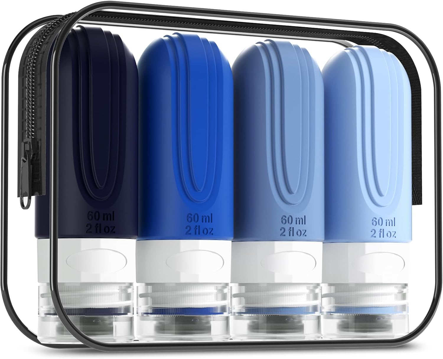 Mrsdry Travel Bottles for Toiletries, Large 6Oz Oversize Containers, BPA Free Leak Proof Tubs Refillable Liquid Traveler Accessories with Toiletry Bag for Cometic Shampoo and Lotion Soap (4 Pack)