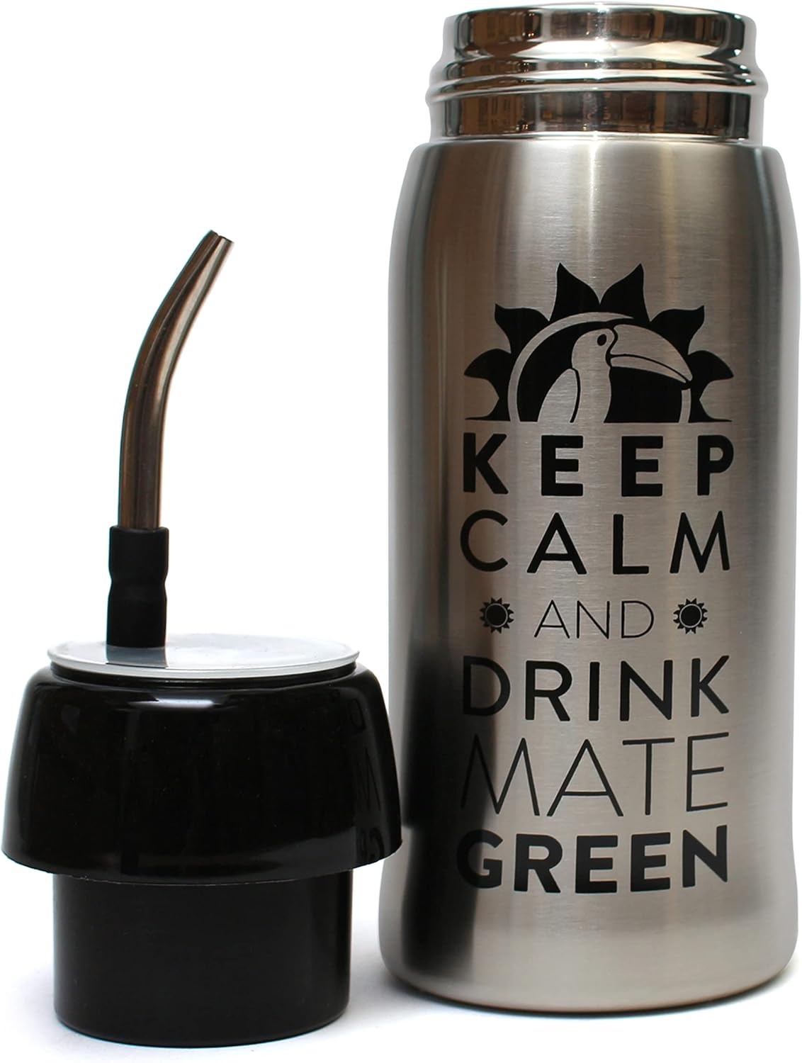 Mate Green Yerbomos 4.0 Black 580 Ml for Yerba Mate Tee 580 Ml, a Portable Accessory for Yerba Mate, Works like a Thermos Flask with a Water Bottle and Keeps the Water, Silver-Black, 13308 image number 2