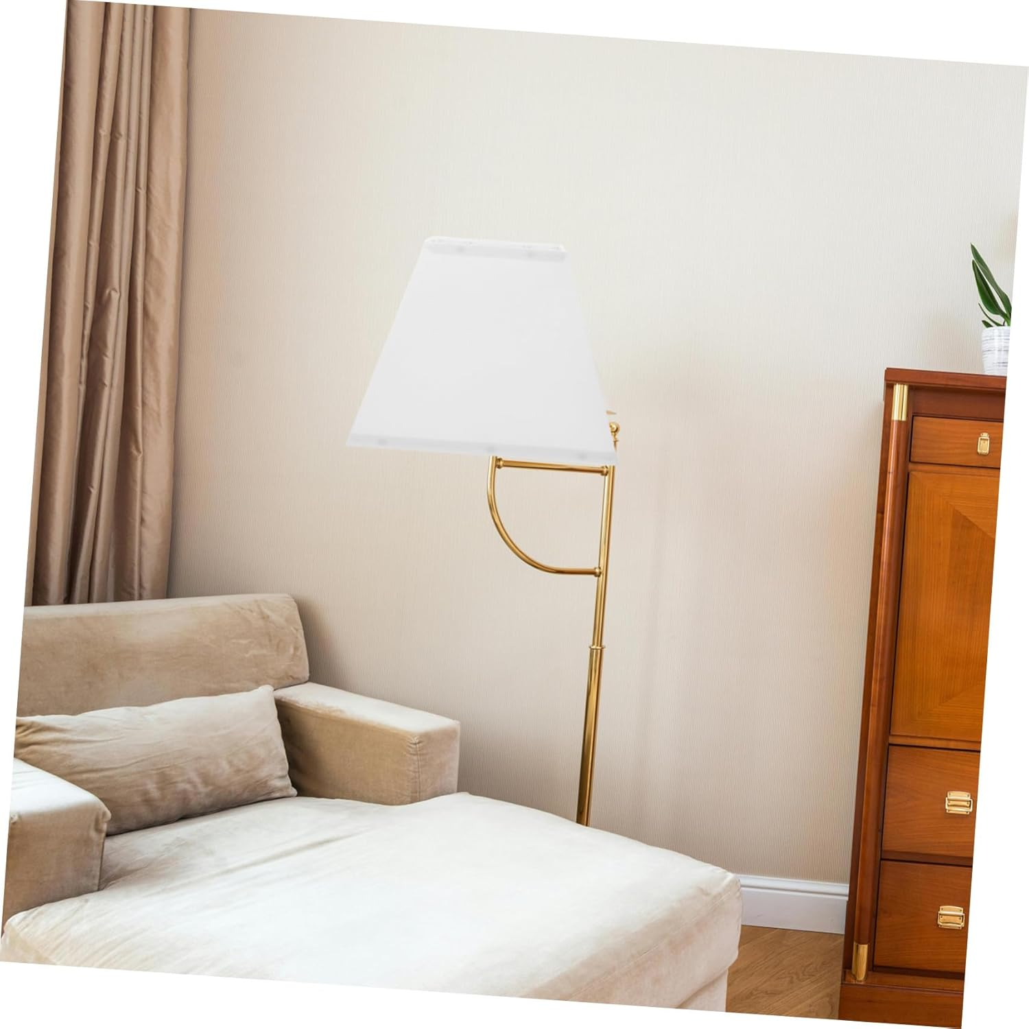 Toddmomy Vintage Fabric Lampshade White Trapezoidal Replacement Lampshade for Table Floor Lamp Robust Easy to Assemble Lamp Cover for Living Bedroom Versatile Light Decoration image number 5