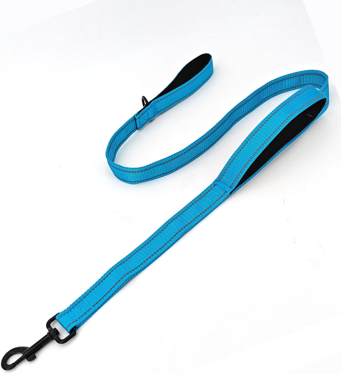 Solmoony 4FT Black Strong Dog Leash with 2 Padded Handles, Traffic Handle Extra Control, Double-Sided Reflective Walking Lead for Small Medium and Large Dogs(Black, 4FT)