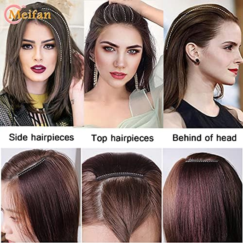 6"Human Hair Pads Board Clip in Hair Pieces Seamless Thickening Fluffy Hair Root Invisible Top Hairpiece One Piece Clip in Hair Extensions for Women/Girls Add Hair Volume(Dark Brown)