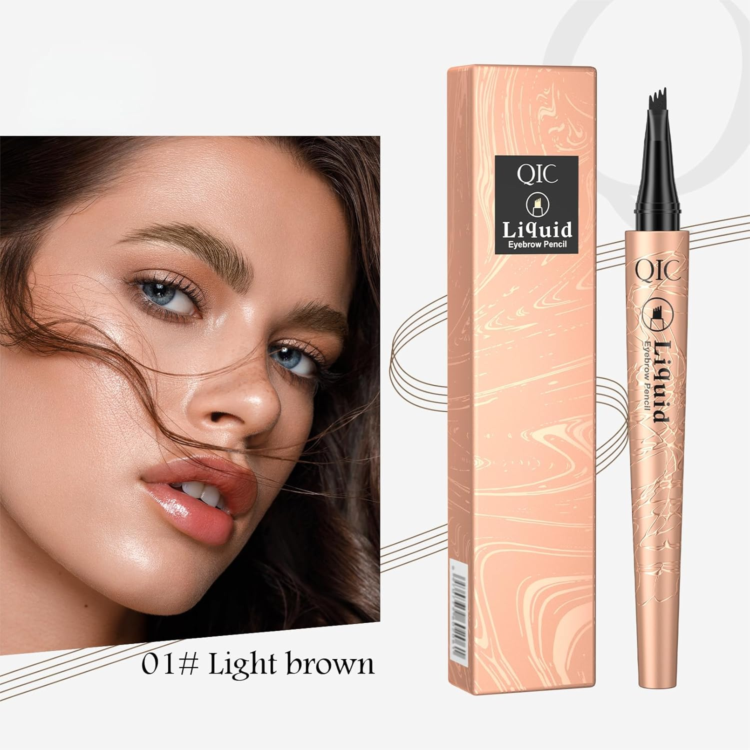 Pack of 2 Magic Microblading Eyebrow Pencil with 4 Micro Fork Tips, Smudge-Proof Eyebrow Colour, Provides Natural Looking, Defined Eyebrows (Light Brown (2 Pieces))