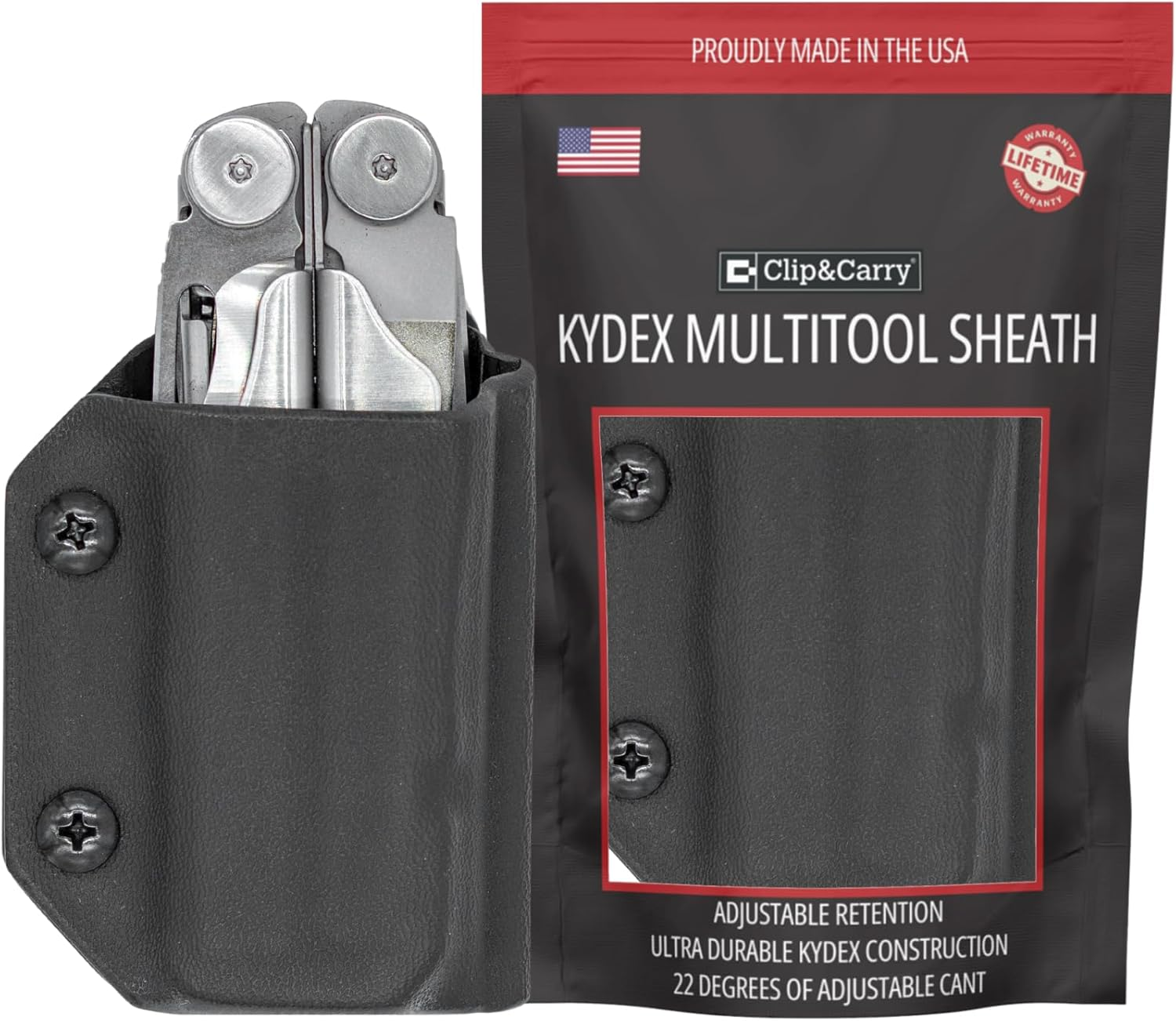 Clip & Carry Kydex Multitool Sheath for LEATHERMAN Wave & Wave + plus - Made in USA - Multi Tool Sheath Holder Cover Belt Pocket Holster - Multi-Tool Not Included image number 3