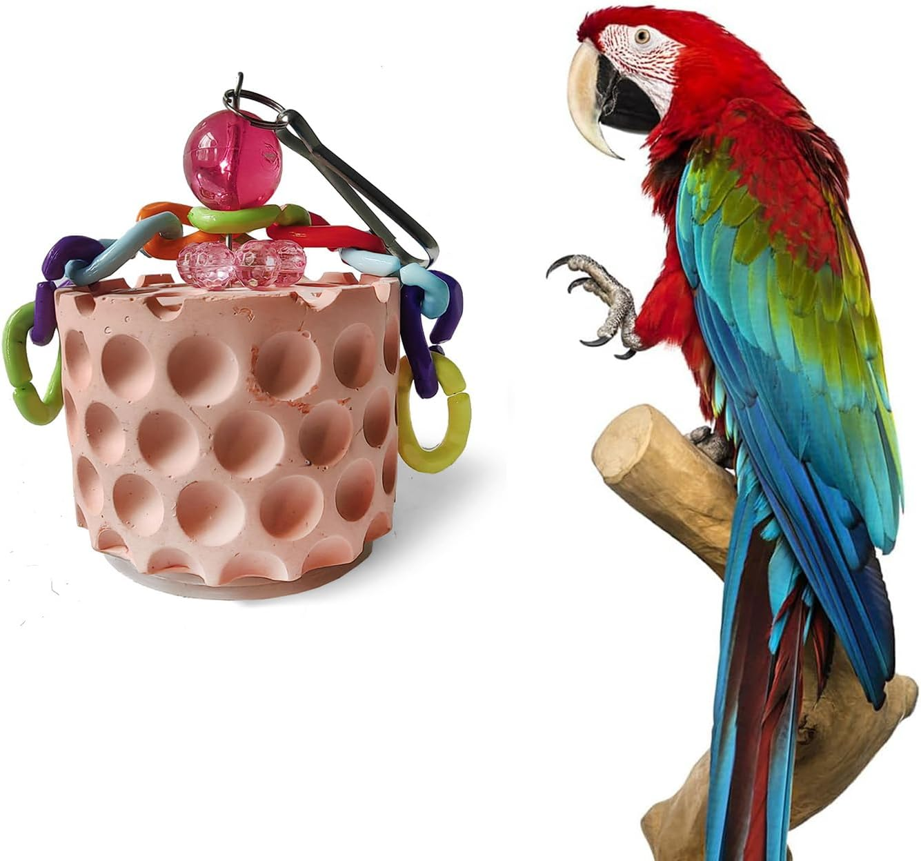 Bird Chewing Toys Bird Beak Grinding Stone Calcium Parakeet Treats for Budgies Cockatiels Conures Quaker Senegal Parrot (Orange) image number 3