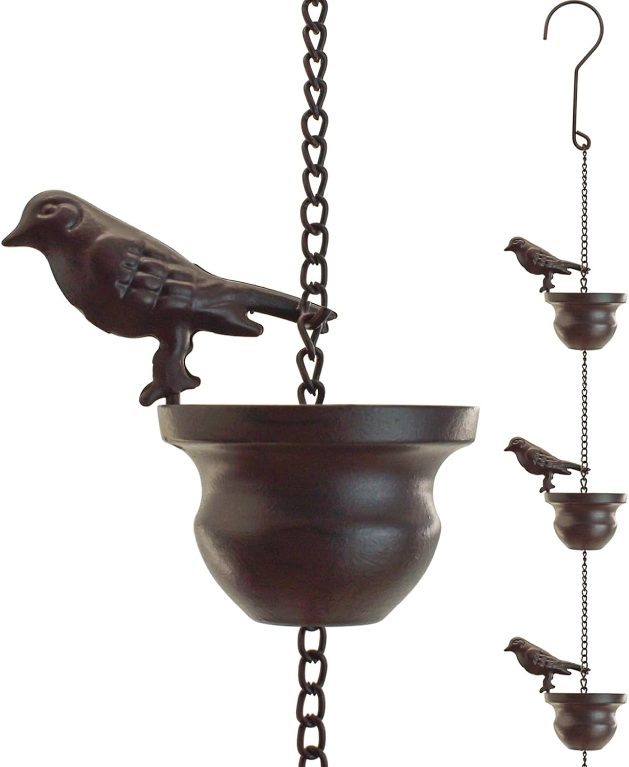 Mrmrkura Rain Chains for Gutters Birds Rain Chain Gutter Adapter Rain Chimes for Outside, Metal Rain Catcher Gutter Chain Downspout for Heavy Rain image number 6