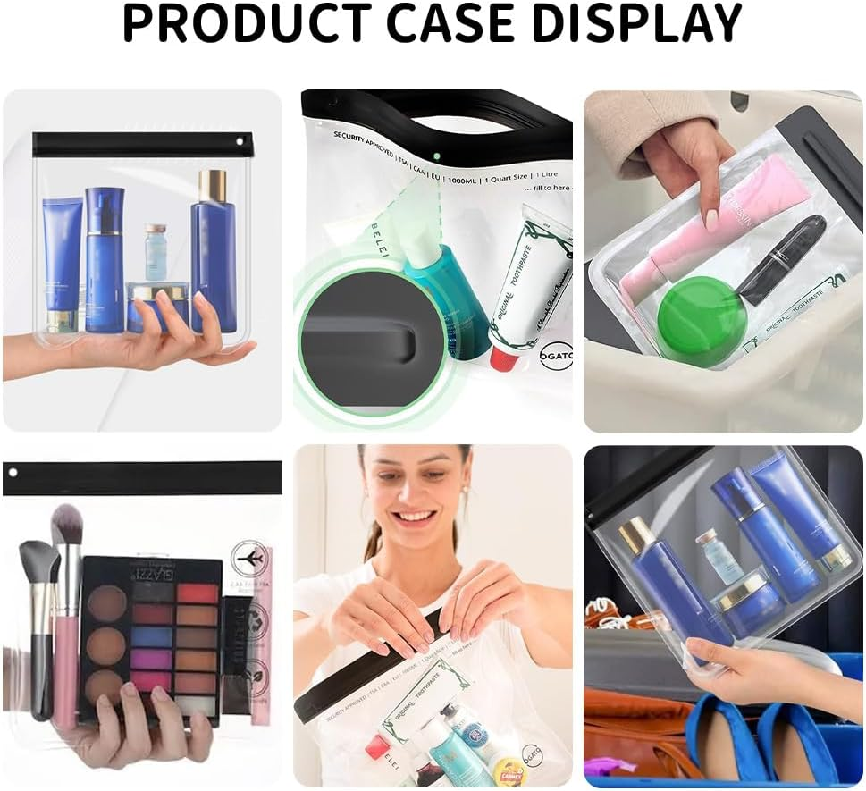 3Pcs Approved Toiletry Bag,Leakproof Airport Security Liquid Bags Trip Accessories Makeup Essentials Clear for Men Women