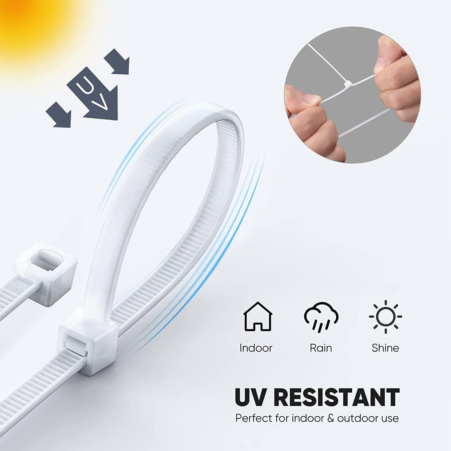 Zip Ties Assorted Sizes 4/6/8/10/12 Inch, 500 Pack, White Cable Ties for Multi-Purpose, Nylon/Plastic Wire Ties for Home Improvement, Office & Outdoor Use image number 2