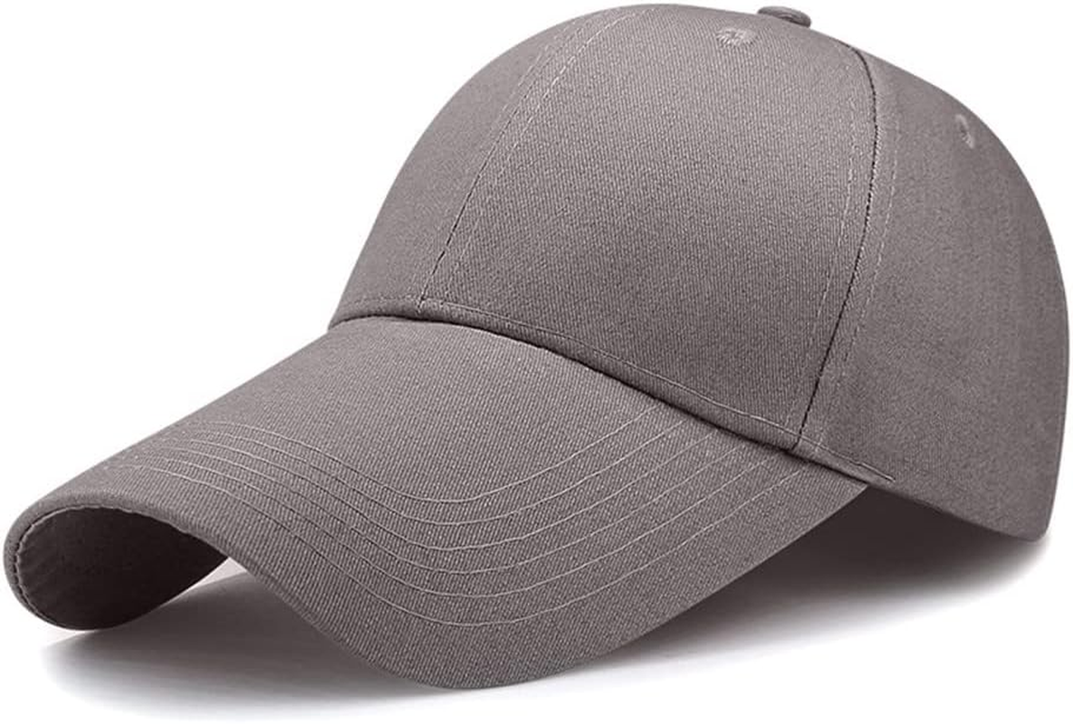 4.33" Extra Long Bill Baseball Cap - 100% Cotton Men Women Plain Adjustable Hat image number 2