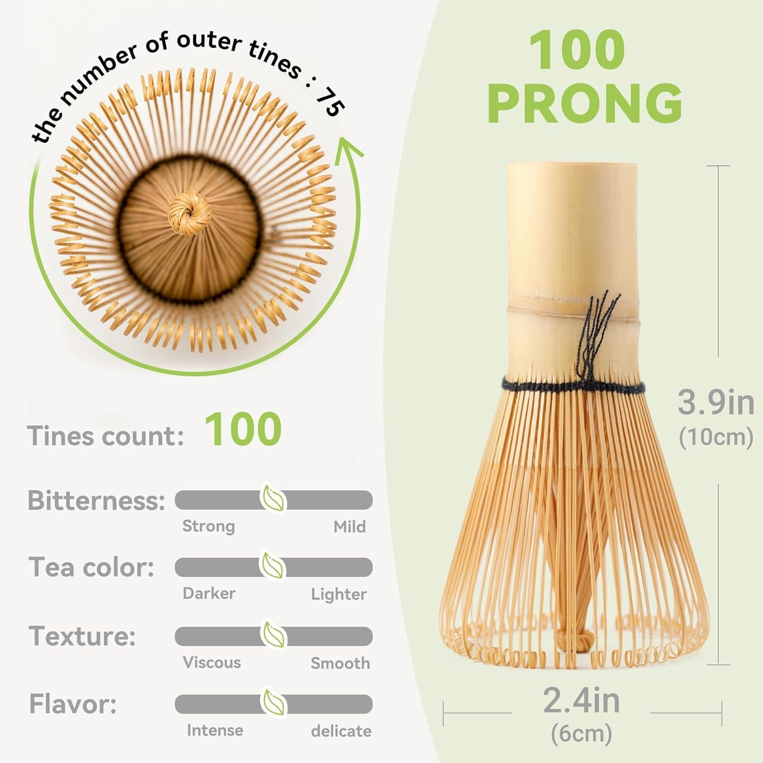 Handcrafted Golden Bamboo Matcha Whisk, Traditional Japanese Chasen Matcha Stirrer (Bamboo) image number 2