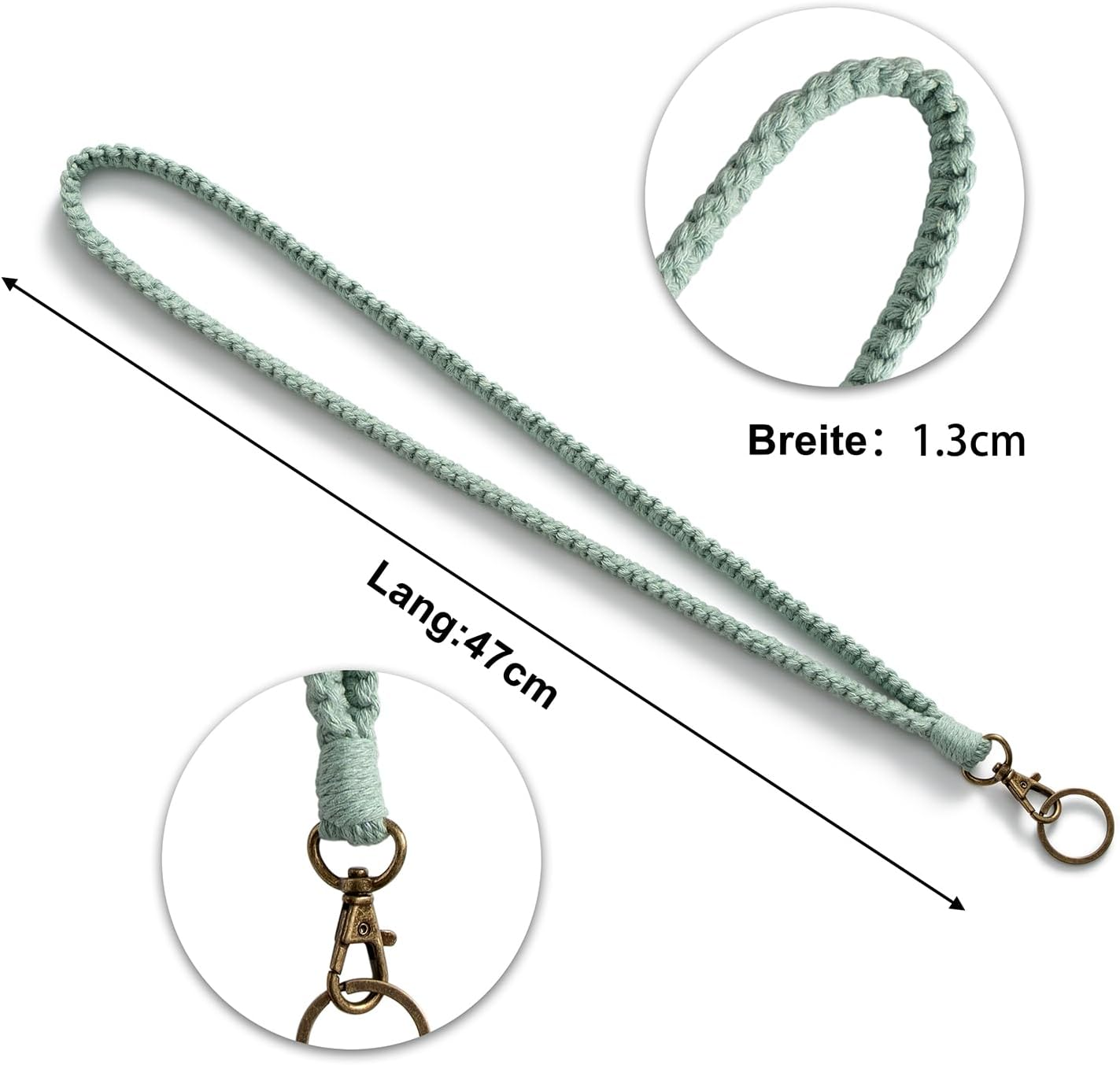 MORSUNBELA Lanyard,Neck Handmake Lanyard Green,Lanyards for Keys,Work ID Card Bohemian Wrist Strap Keychain for Teacher Office image number 1