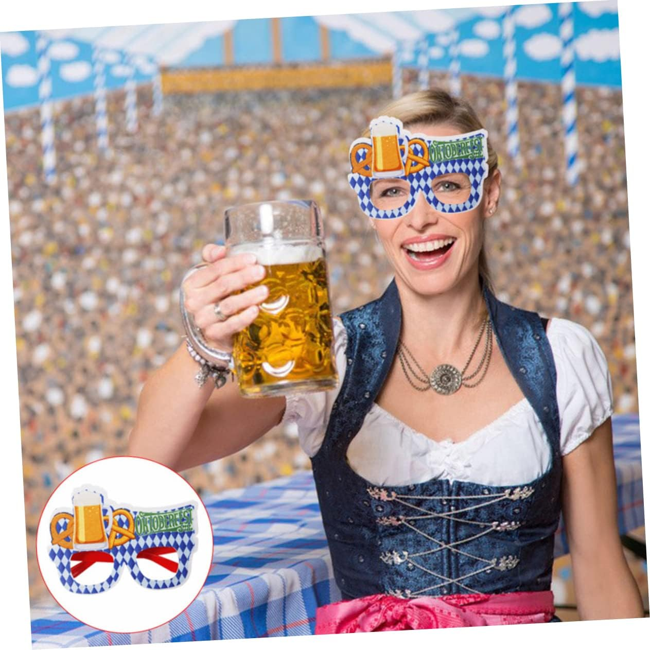 LABRIMP Oktoberfest Party Glasses Beer Mug Design Lightweight and Comfortable Photo Props for Adults and Festive Masquerade and Carnival Accessories image number 6