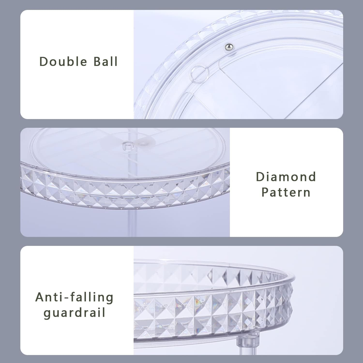 ROWNYEON Rotating Makeup Organizer 2 Tier Skincare Organiser Lazy Susan Bathroom Organiser Perfume Organiser Spinning Cosmetics Organizer for Vanity，Cabinets, Pantry, Fridge, Countertops，Kitchen image number 4