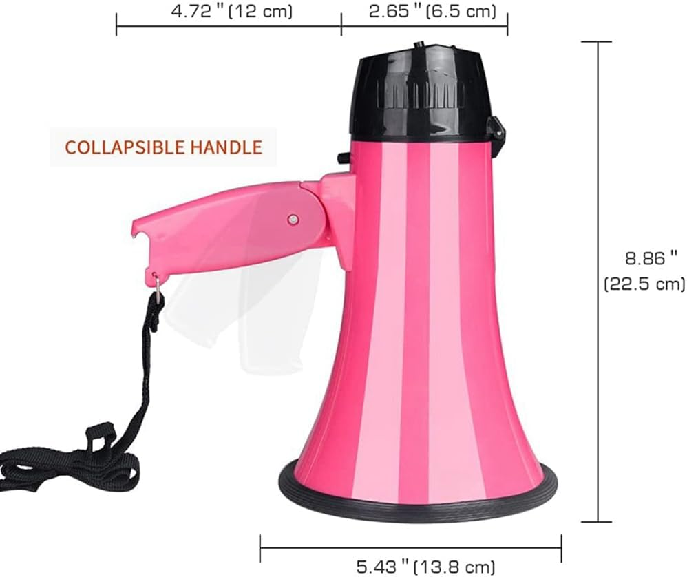 Utopially 2X 25 Watt Compact Speaker PA Bullhorn - with Built-In Siren, Voice Recorder, Bottle Opener,Pink image number 6