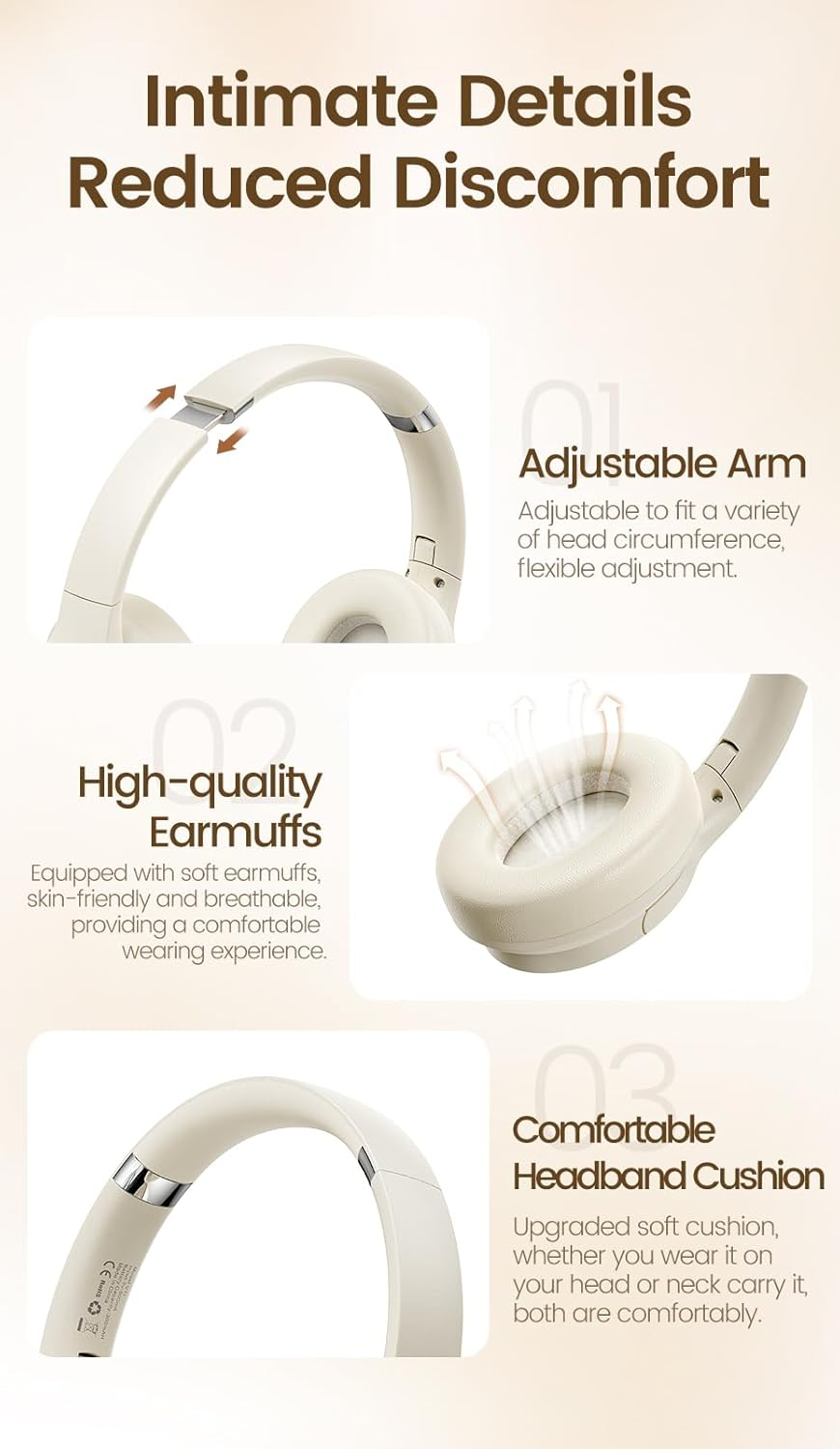 Toocki Bluetooth 5.3 Headphones, Foldable, Speaker 40 Mm, Battery Life 26 Hours image number 4