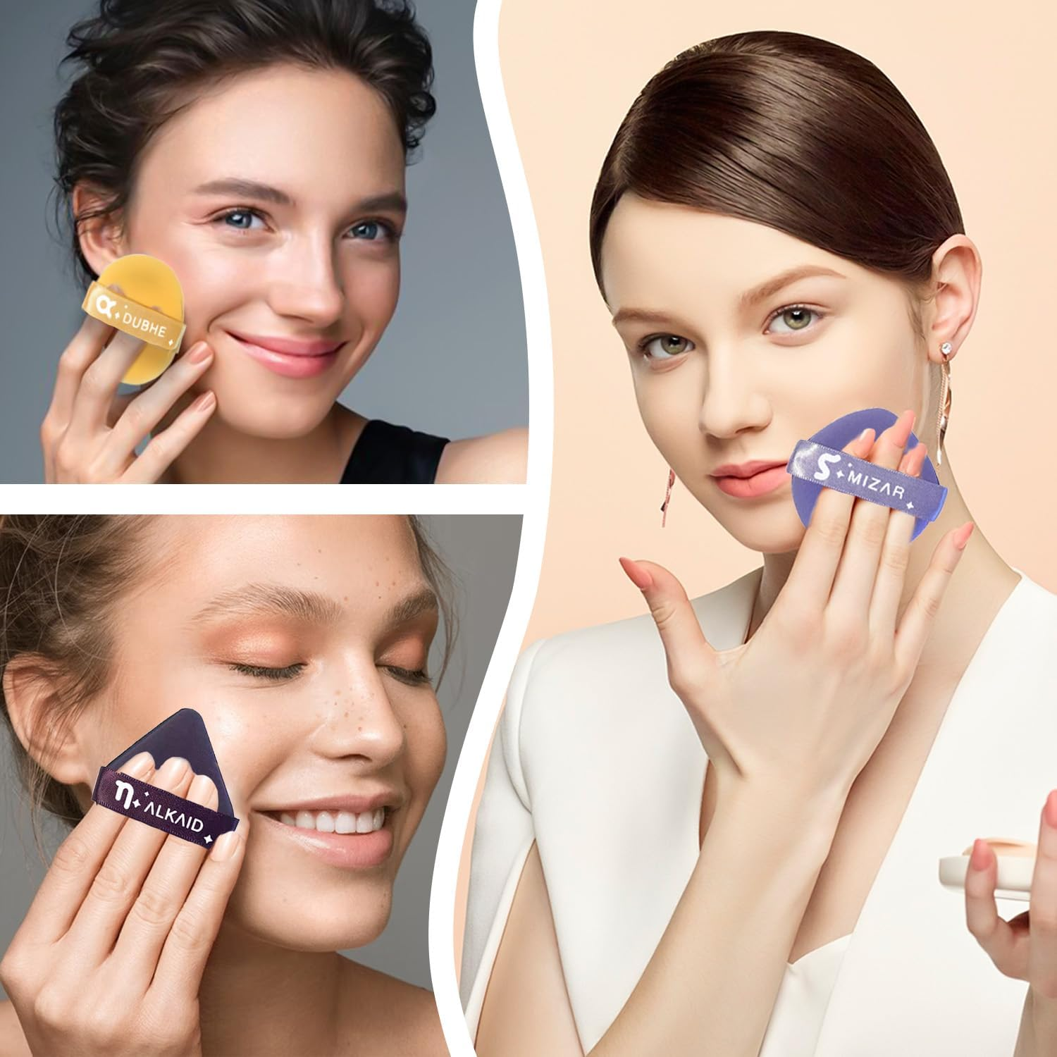 TORMEN 7 Pcs Air Cushion Makeup Sponges,Seven Star Cushion Powder Puff,Latex Free, Multi Shaped Blender Wet & Dry Beauty Tool Set,Suitable for All Cosmetics Foundation, BB Cream, Blush, Powder (Mixed) image number 3