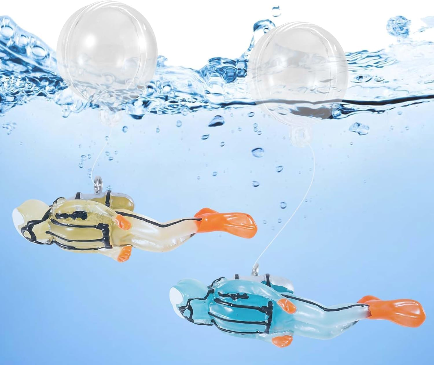 2Pcs Fish Tank Decorations,Fish Tank Floating Diver Decorations,Fish Tank Decorations Little Diver Aquarium Decoration,Lovely Mini Diver Resin Aquarium Decoration Fish Tank Floating Divers Ornaments image number 5