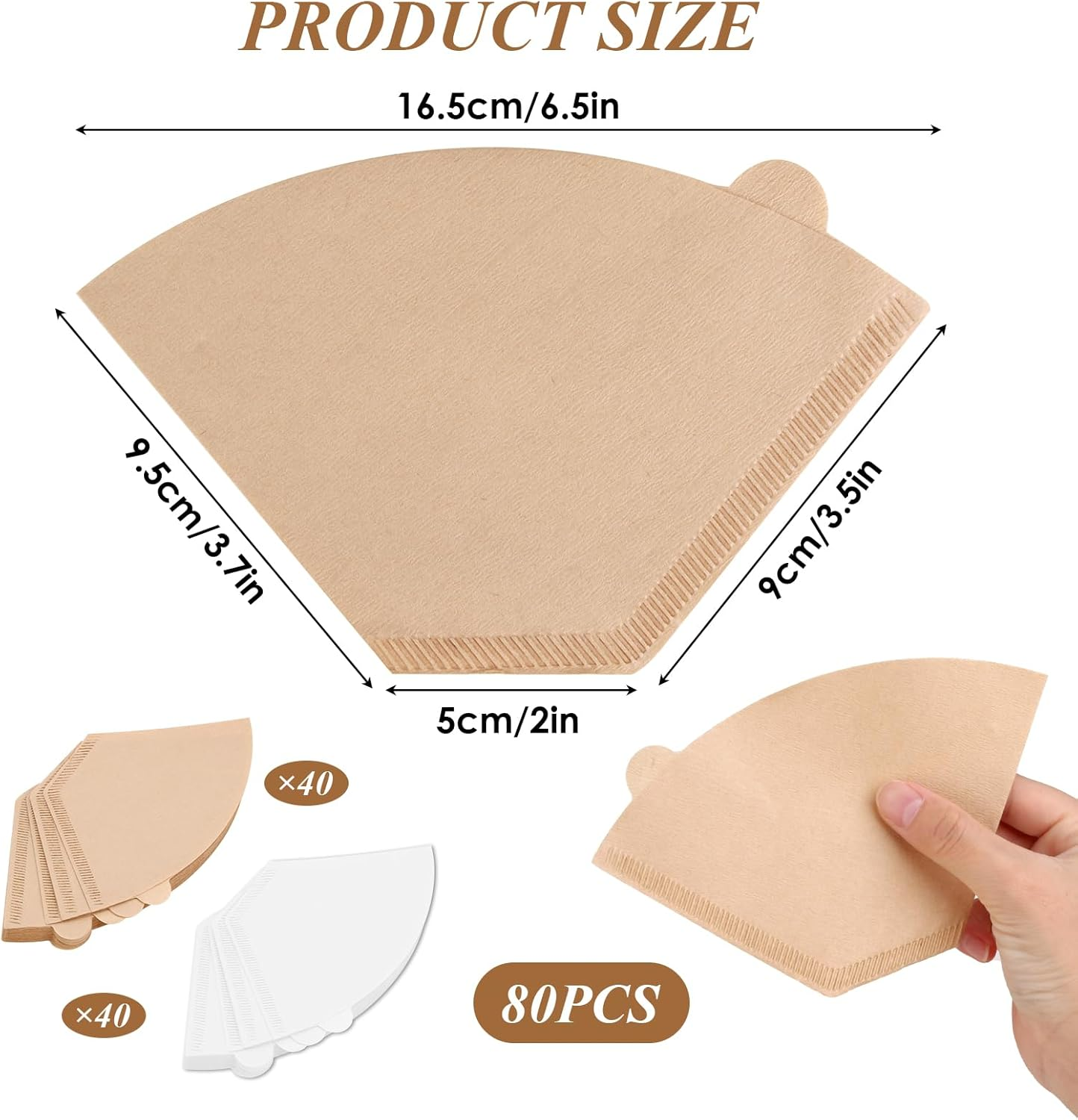 80 Pcs Coffee Filter Paper, Two-Color Original Wooden Drip Paper for Perfect Pour over & Drip Coffee, Fits Most Coffee Machines & Cones, Premium Quality for Aroma & Smooth Taste image number 5