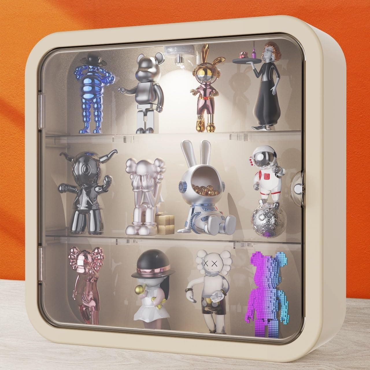 Acrylic Display Case with Light, Wall-Mounted Clear Acrylic Figure Display Box, Doll Storage Box with Magnetic Door for Pop Figures, Toys, Collectibles image number 2