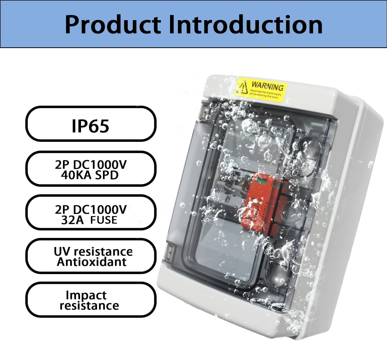 Aikoolwer Solar PV Combiner Box Surge Protector DC 1000V 32A Fuse Waterproof IP65 Photovoltaic Panel Outdoor image number 2
