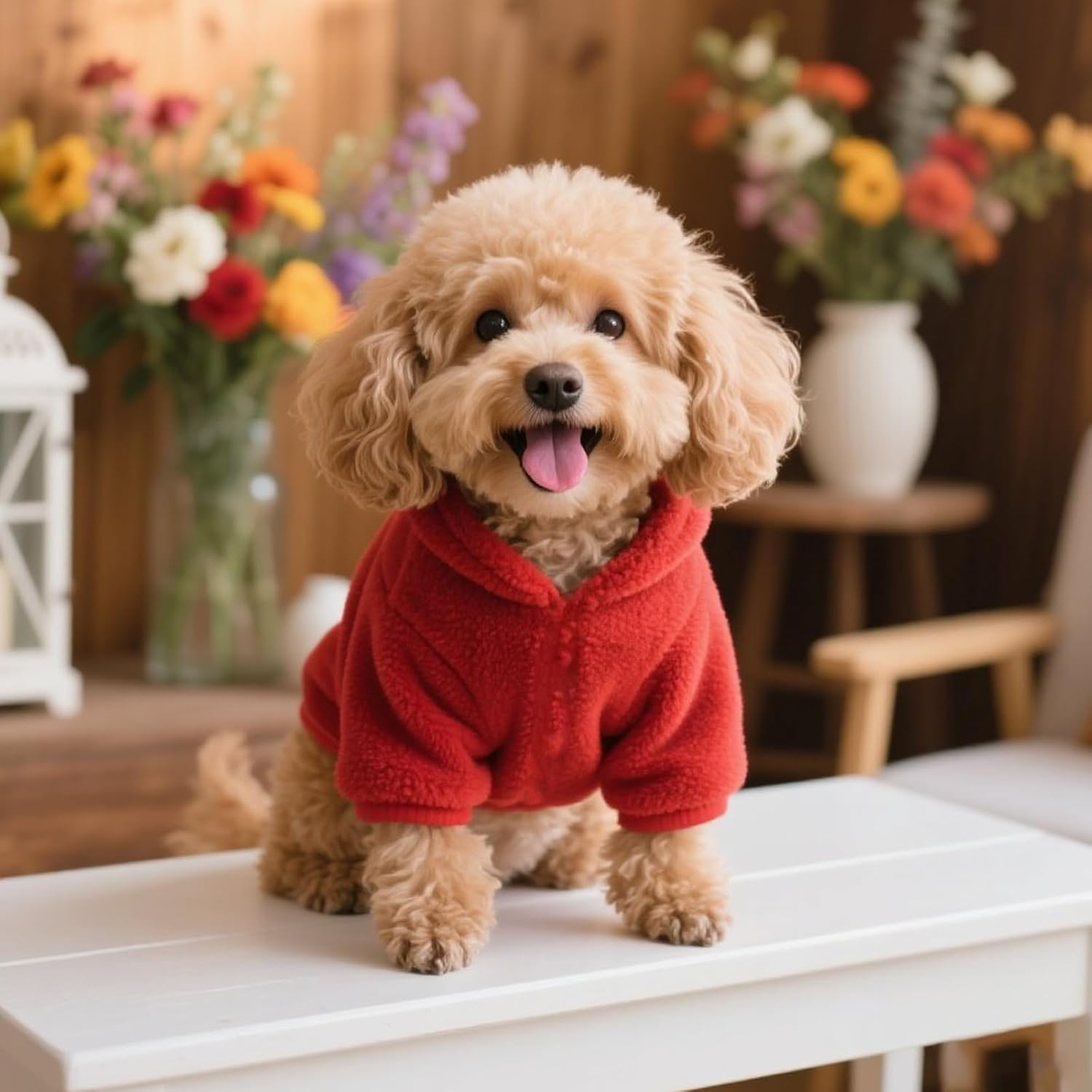 4 Pcs Dog Fleece Vest Sweater Winter Warm Dog Sleeveless Jacket Soft Pullover Fleece Cold Weather Coat Hoodie with D-Ring Leash for Small Medium Dogs Unisex image number 5