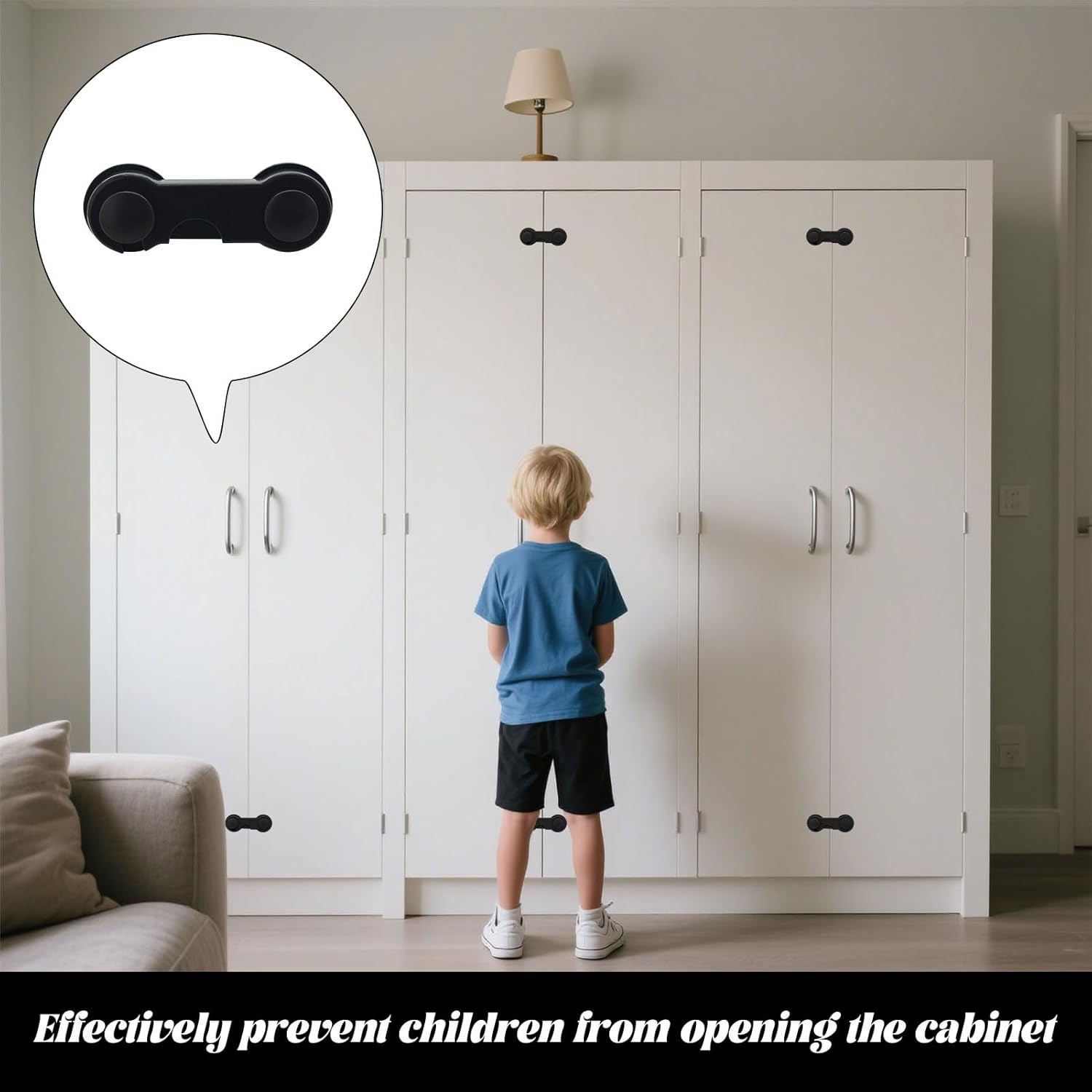 Child Safety Locks, Child Lock, Baby Proofing, 10 Pack Cabinet Locks for Babies, Cabinet Door Locks for Baby Proofing and Child Safety, Safe Quick Easy Use - No Tools or Drilling, Strong Adhesive image number 5