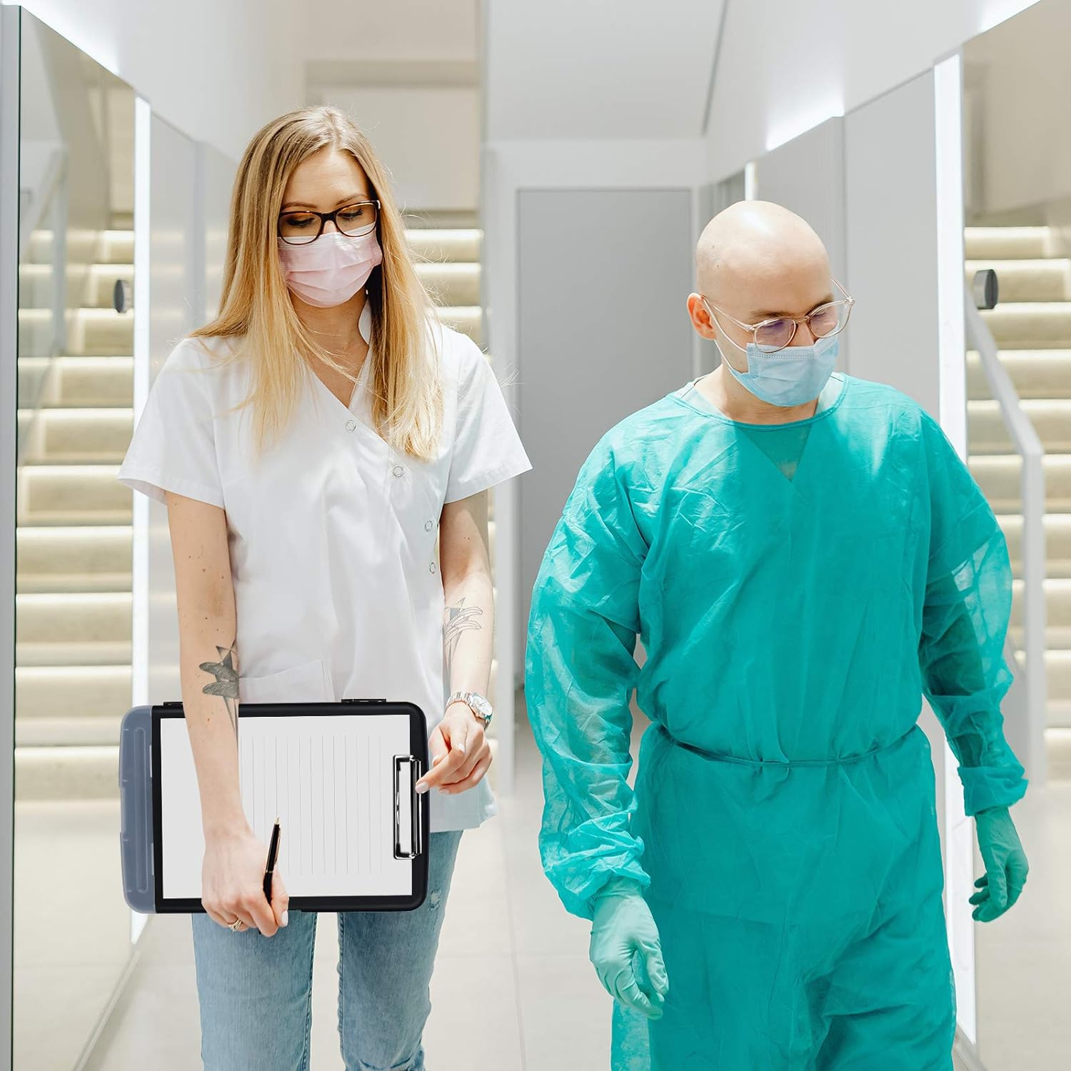 ZCZN Plastic Clipboard Storage Box with Separate Pen Compartment, Great for School,Utility,Industrial Office, Medical Personnel, Black image number 1