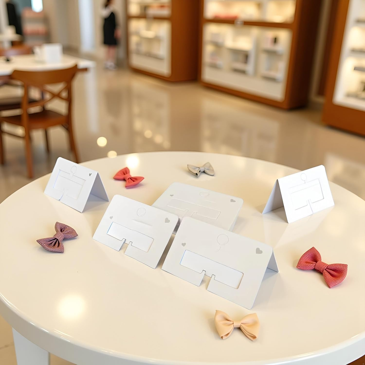 100 Pcs White Hair Accessories Holder - Display Cards for Bows,Hairpins,Clips,Barrettes in Packing Paper Cardboard,Clips and Barrettes,Hair Clips,Hair Accessories image number 5