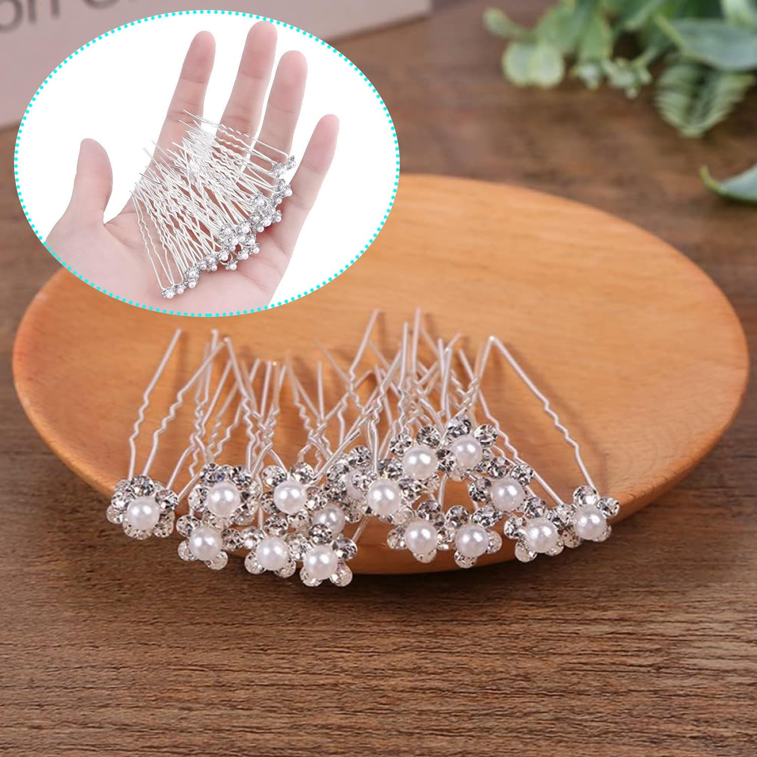 Pearl Hair Pins Set, Wedding Bridal U Shaped Flower Pins Hair Clips for Women Girls Brides, Bridesmaids, Girls Hair Style Prom Party, Jewelry Boho Vintage Hair Piece (20Pcs White) image number 1
