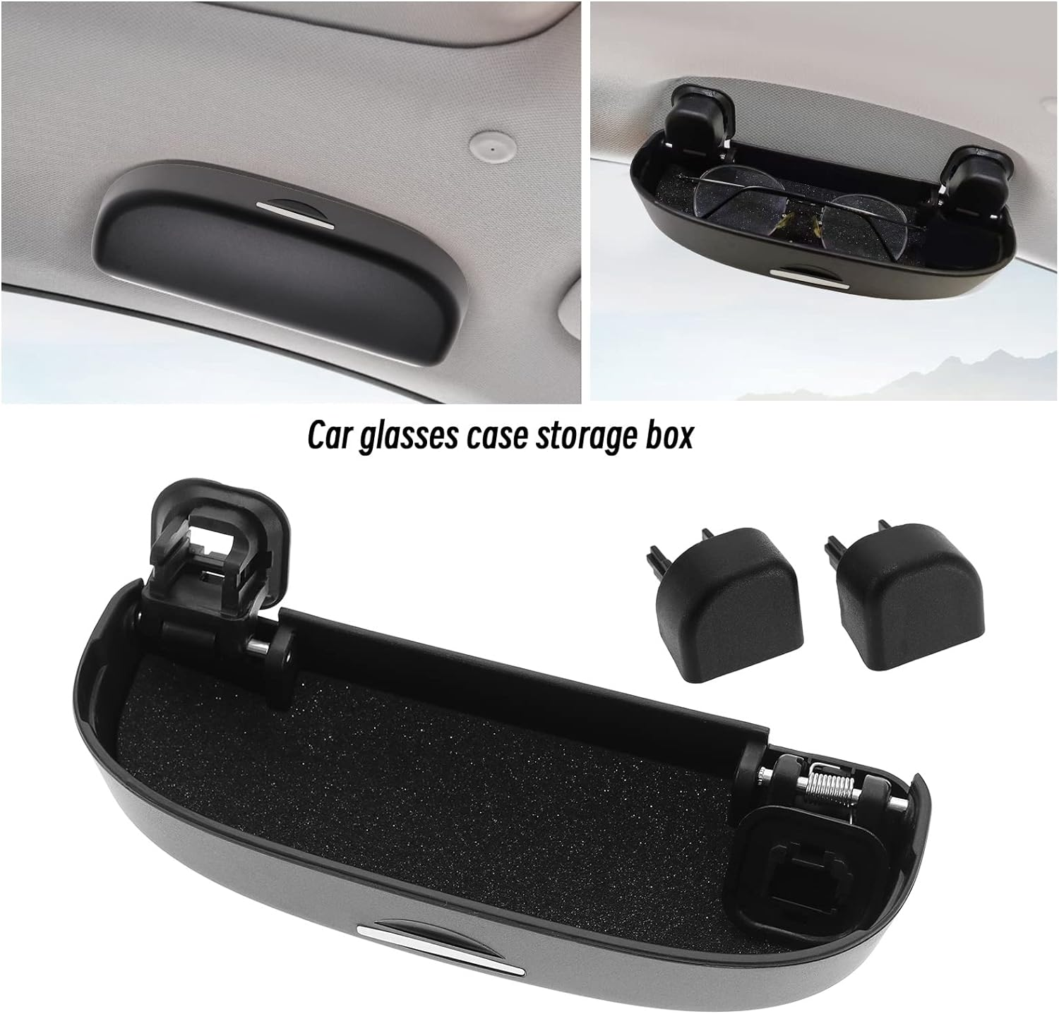 Emsea Sunglasses Case with Installation Tools Compatible with Toyota CHR, Corolla, RAV4, Yaris, Camry Car Sunglasses Storage Box Organizer Interior Accessories Black image number 6